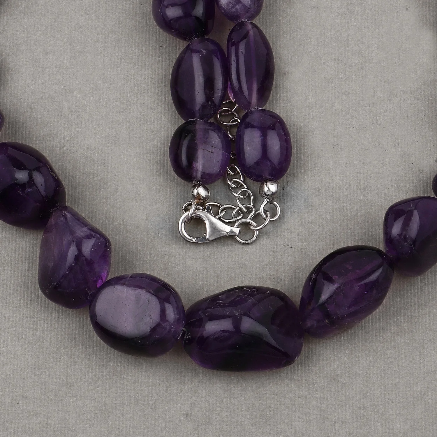 Amethyst Beaded Necklace, Genuine Raw Amethyst Beads Necklace for Women in Sterling Silver, February Birthstone Necklace, Gift for Mom - Image 3