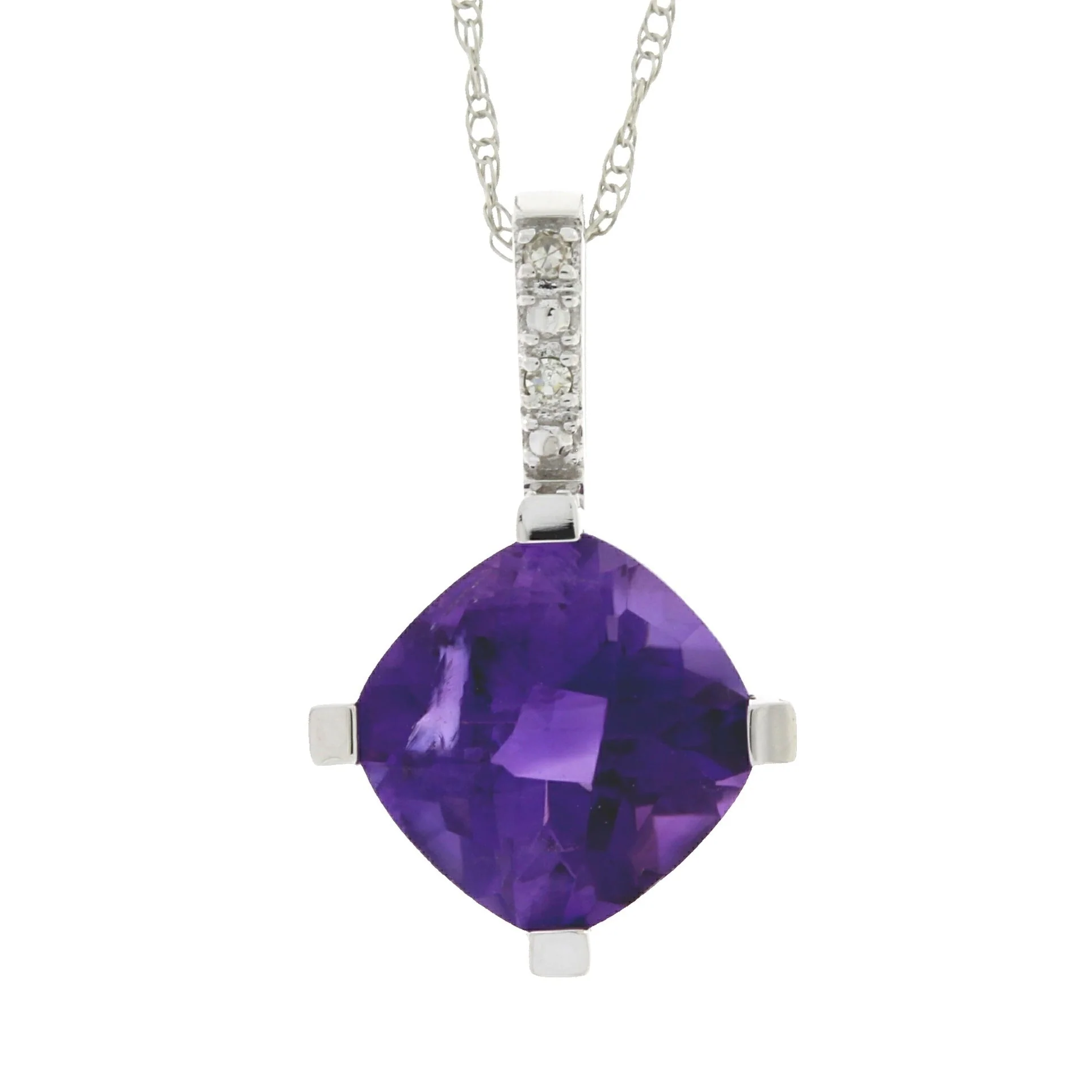 Amethyst Diamond Fashion Pendants 10KT White Gold - Image 3