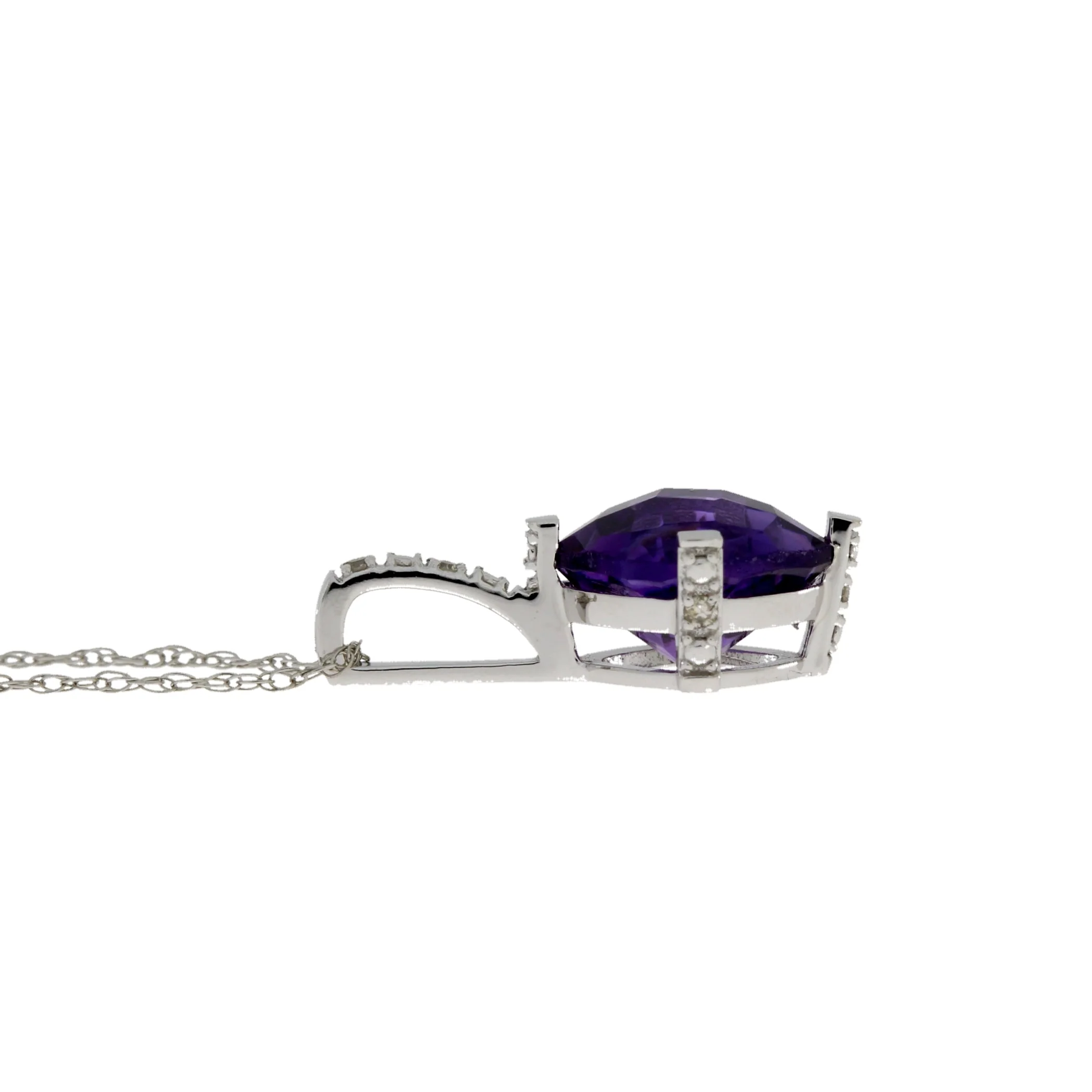 Amethyst Diamond Fashion Pendants 10KT White Gold - Image 5