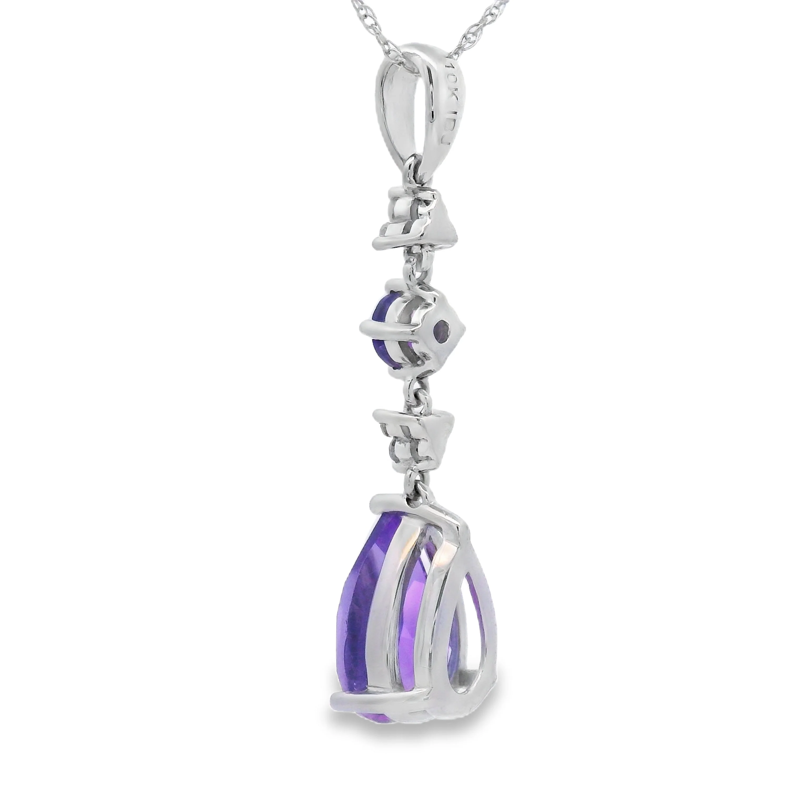 Amethyst Diamond Fashion Pendants 10KT White Gold - Image 2