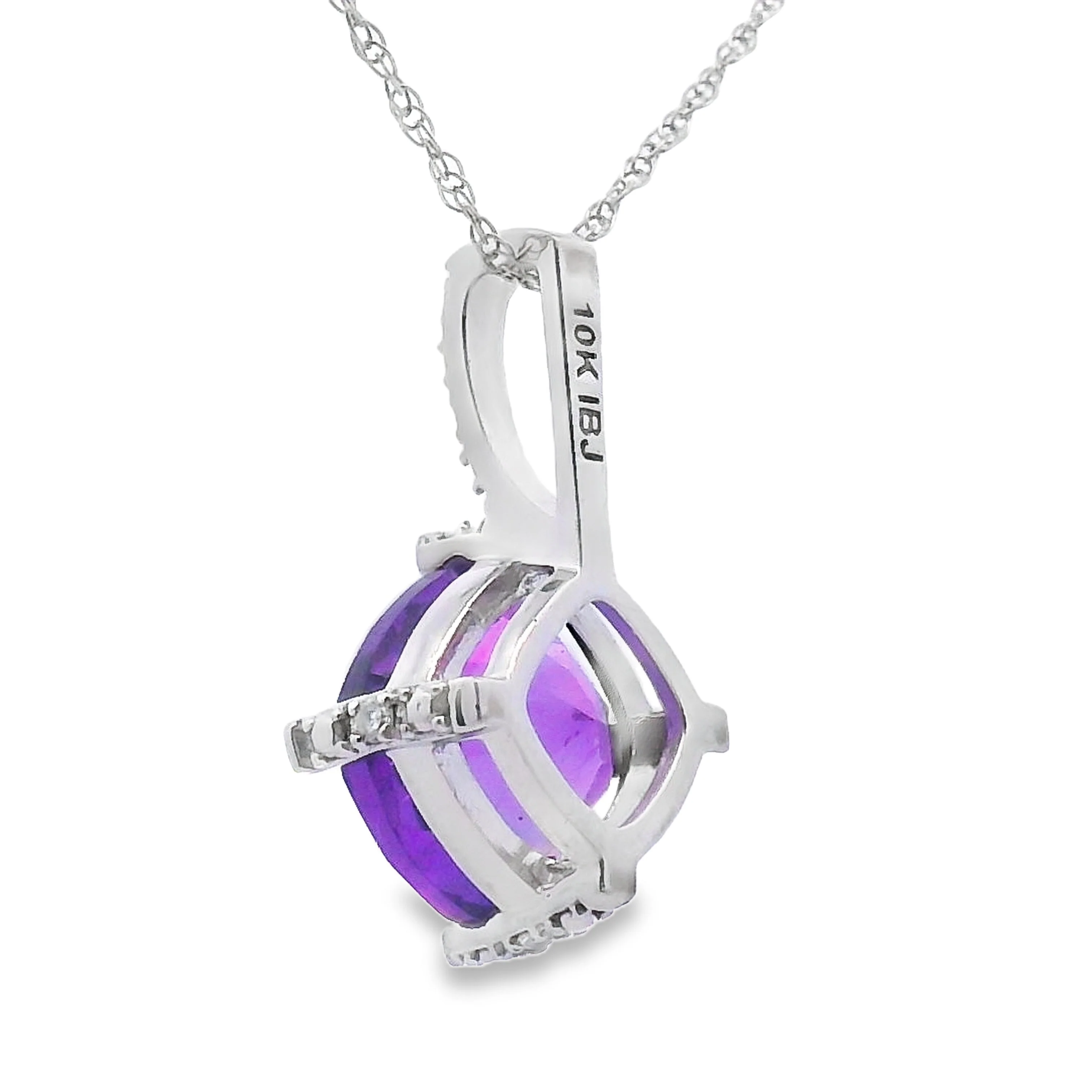 Amethyst Diamond Fashion Pendants 10KT White Gold - Image 2