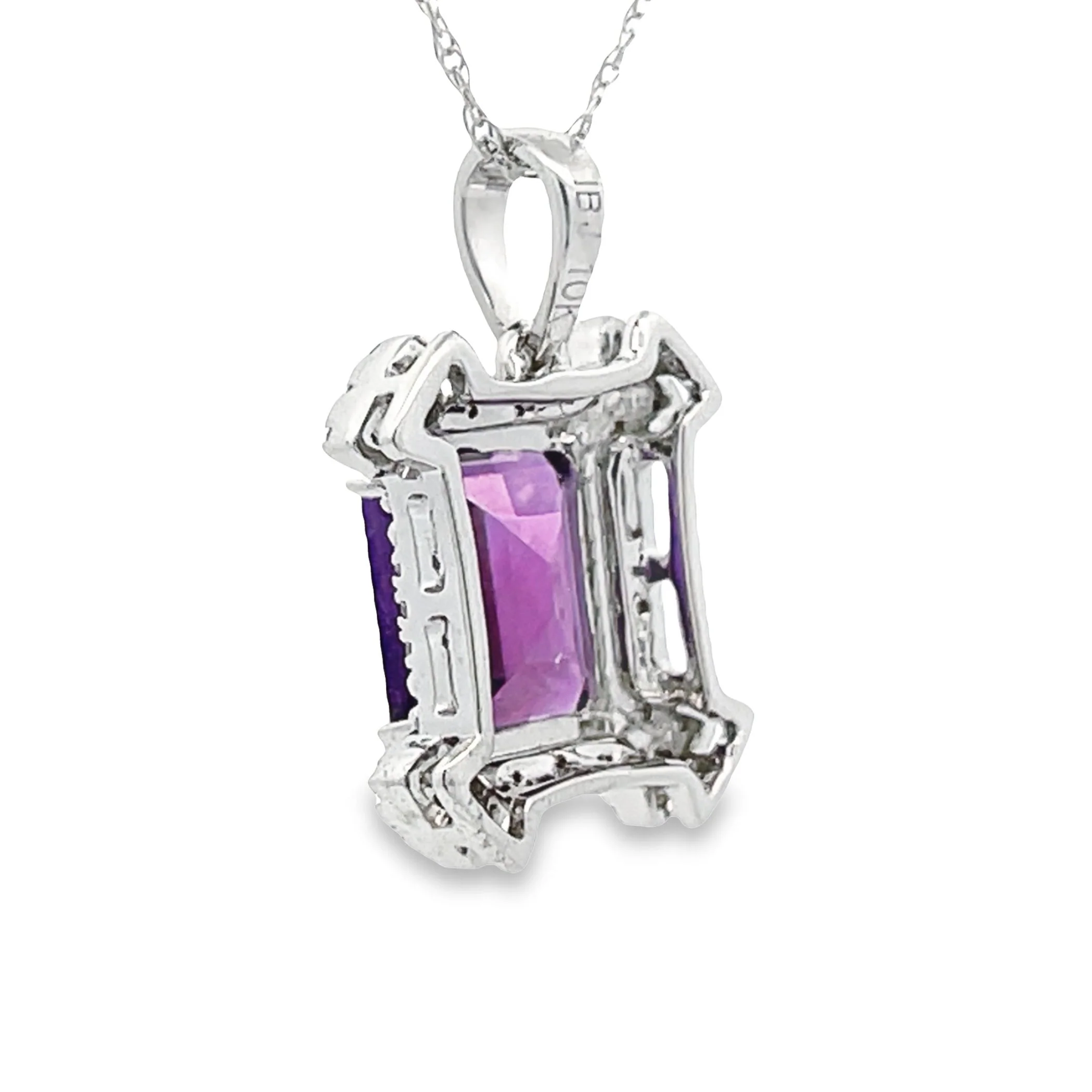 Amethyst Diamond Fashion Pendants 10KT White Gold - Image 2