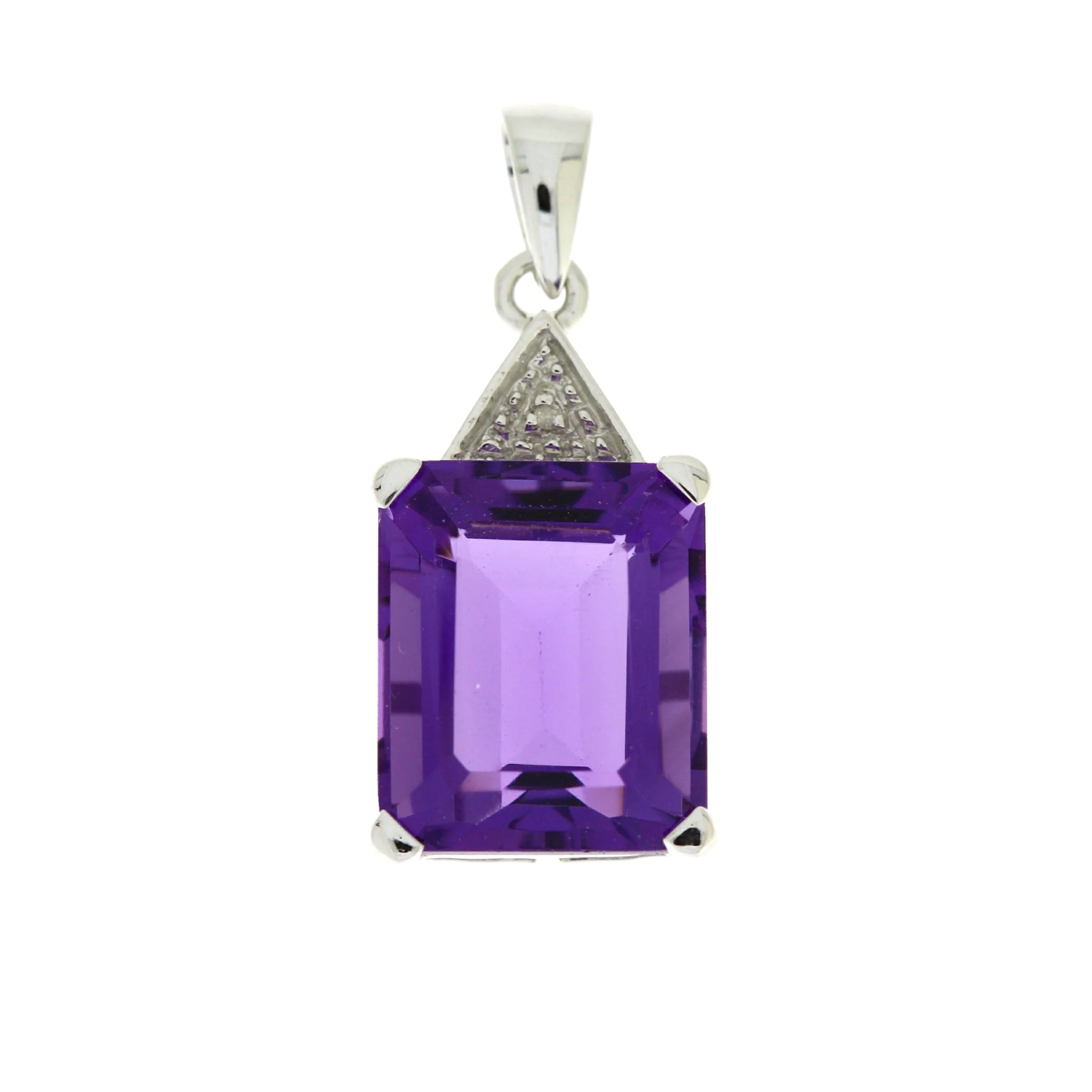 Amethyst Diamond Fashion Pendants 10KT White Gold - Image 3