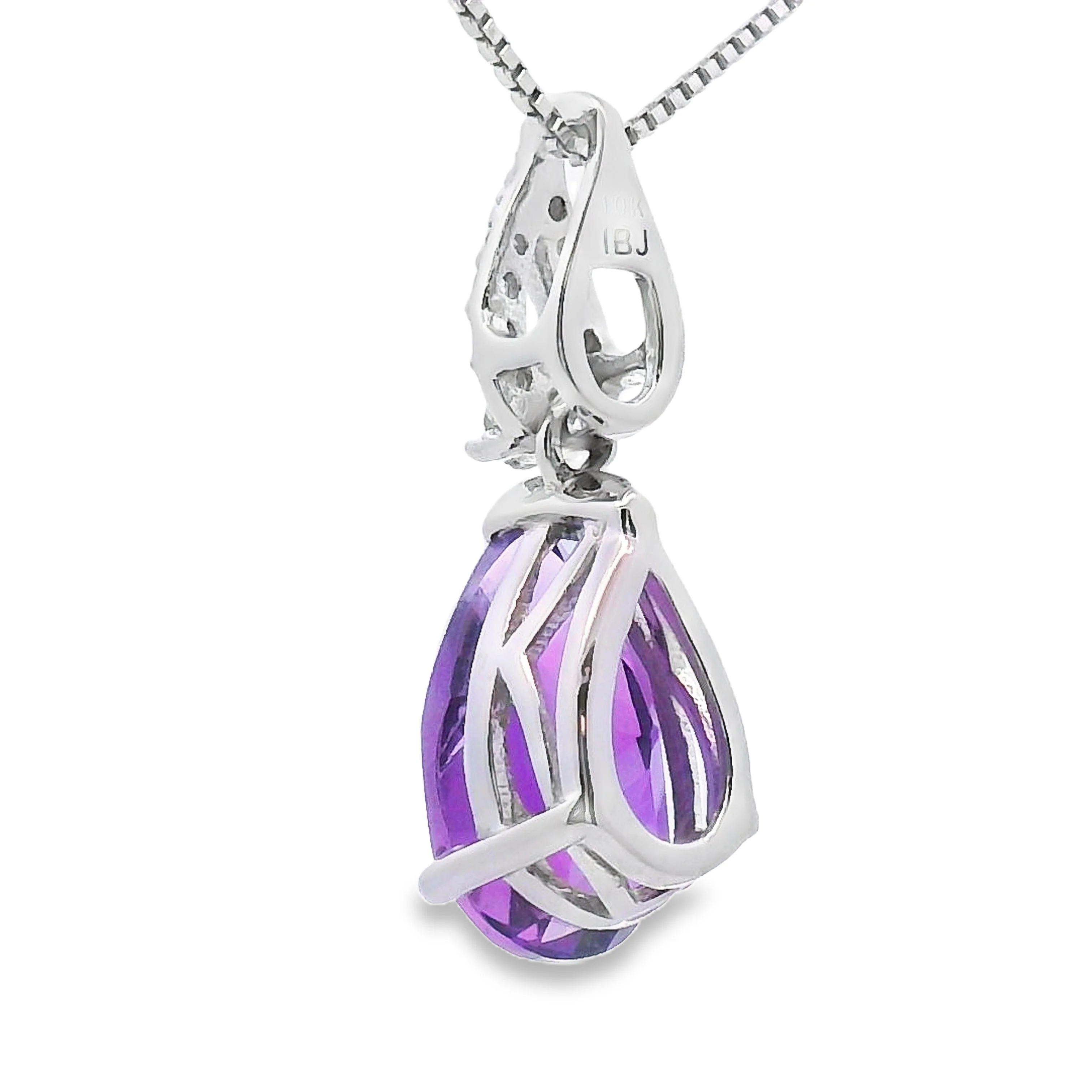 Amethyst Diamond Fashion Pendants 10KT White Gold - Image 2