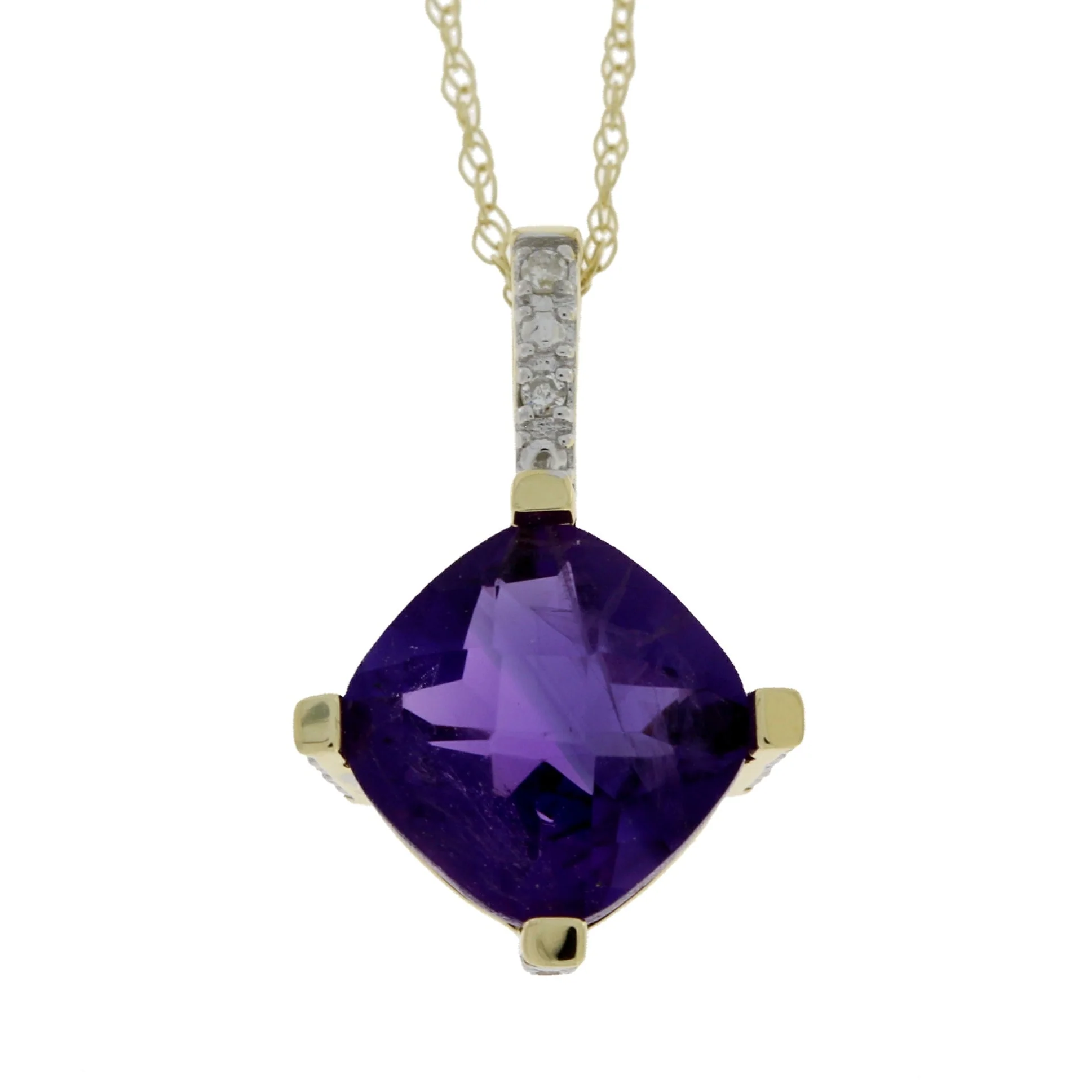 Amethyst Diamond Fashion Pendants 10KT Yellow Gold - Image 4