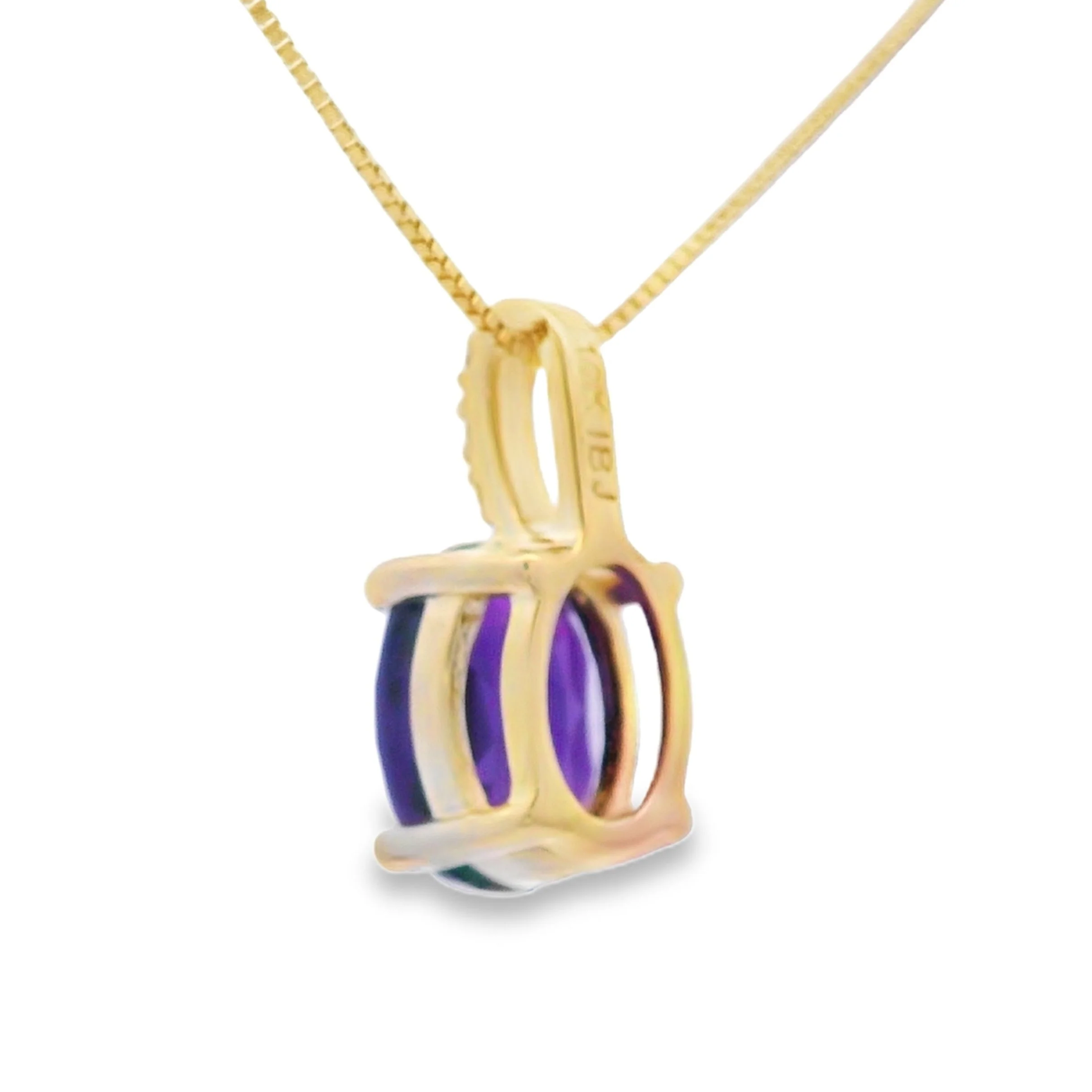 Amethyst Diamond Fashion Pendants 10KT Yellow Gold - Image 2