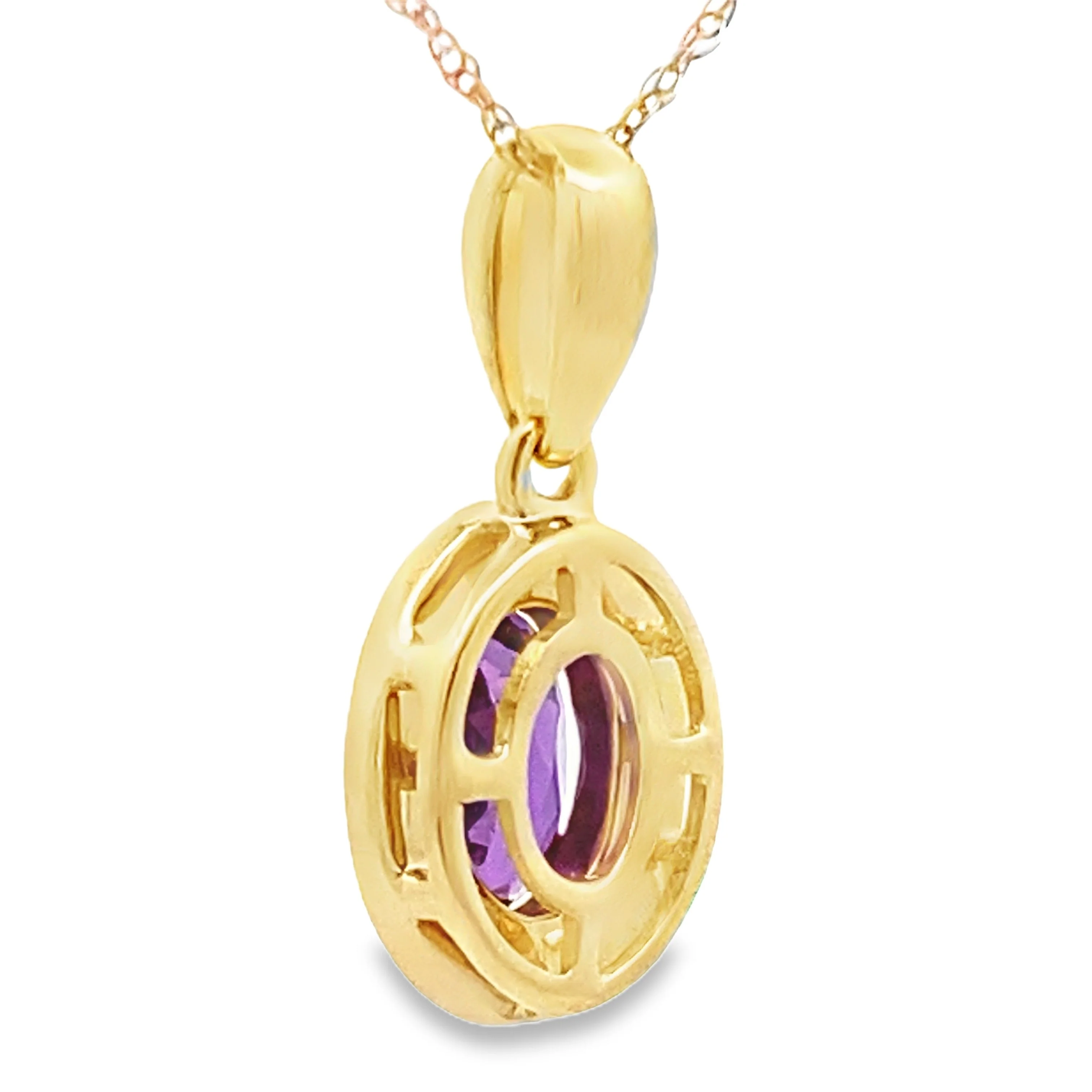 Amethyst Diamond Fashion Pendants 10KT Yellow Gold - Image 2
