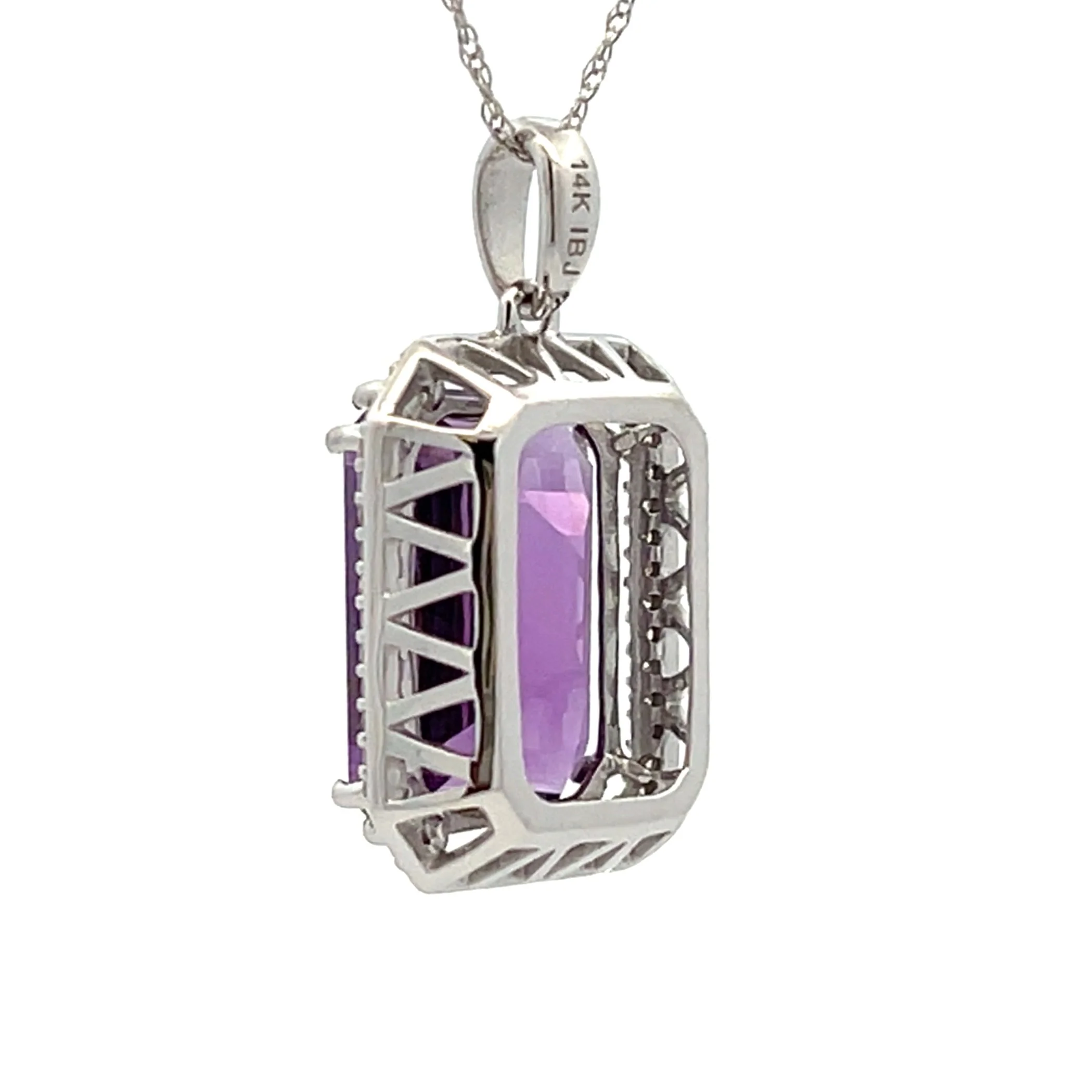 Amethyst Diamond Fashion Pendants 14KT White Gold - Image 5
