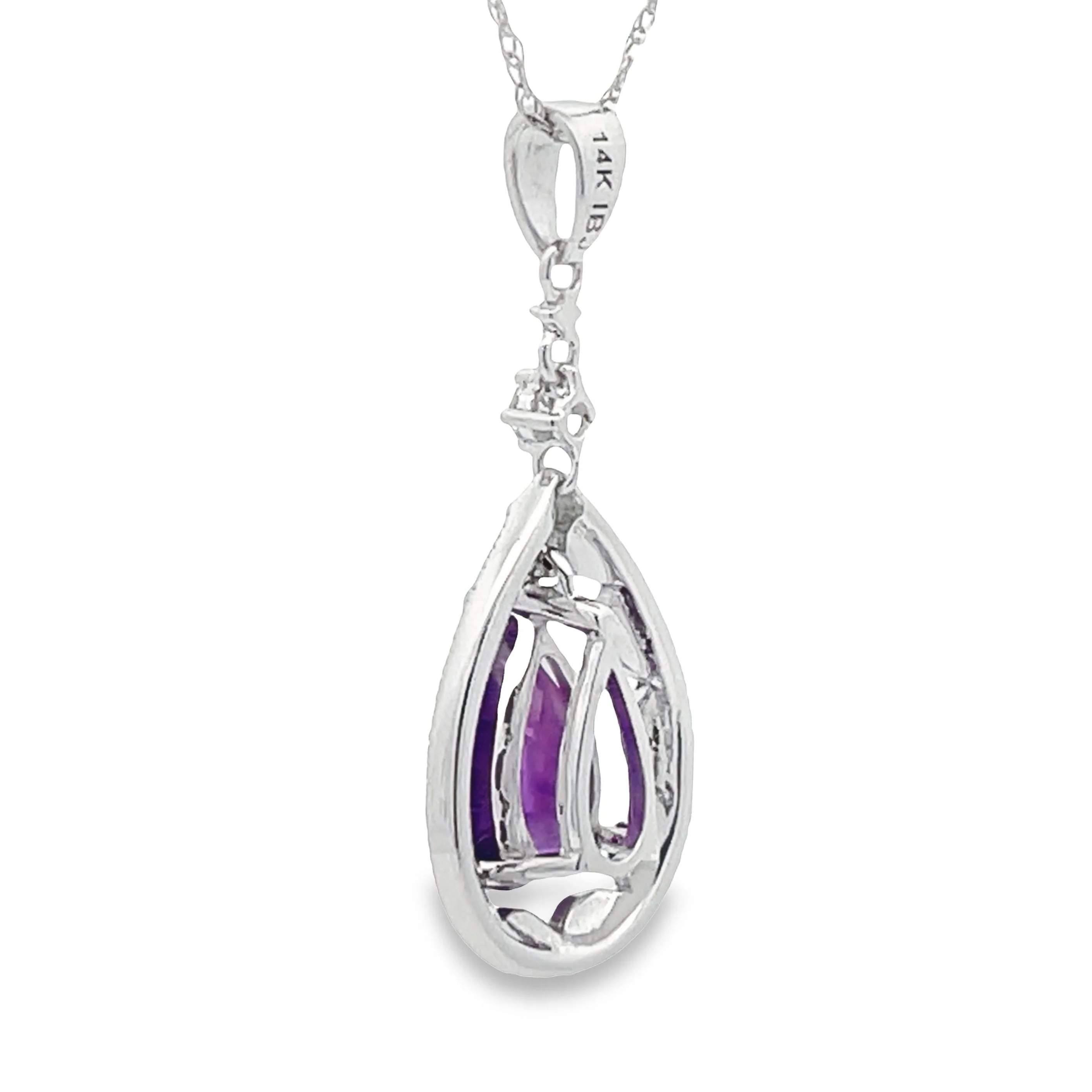 Amethyst Diamond Fashion Pendants 14KT White Gold - Image 2