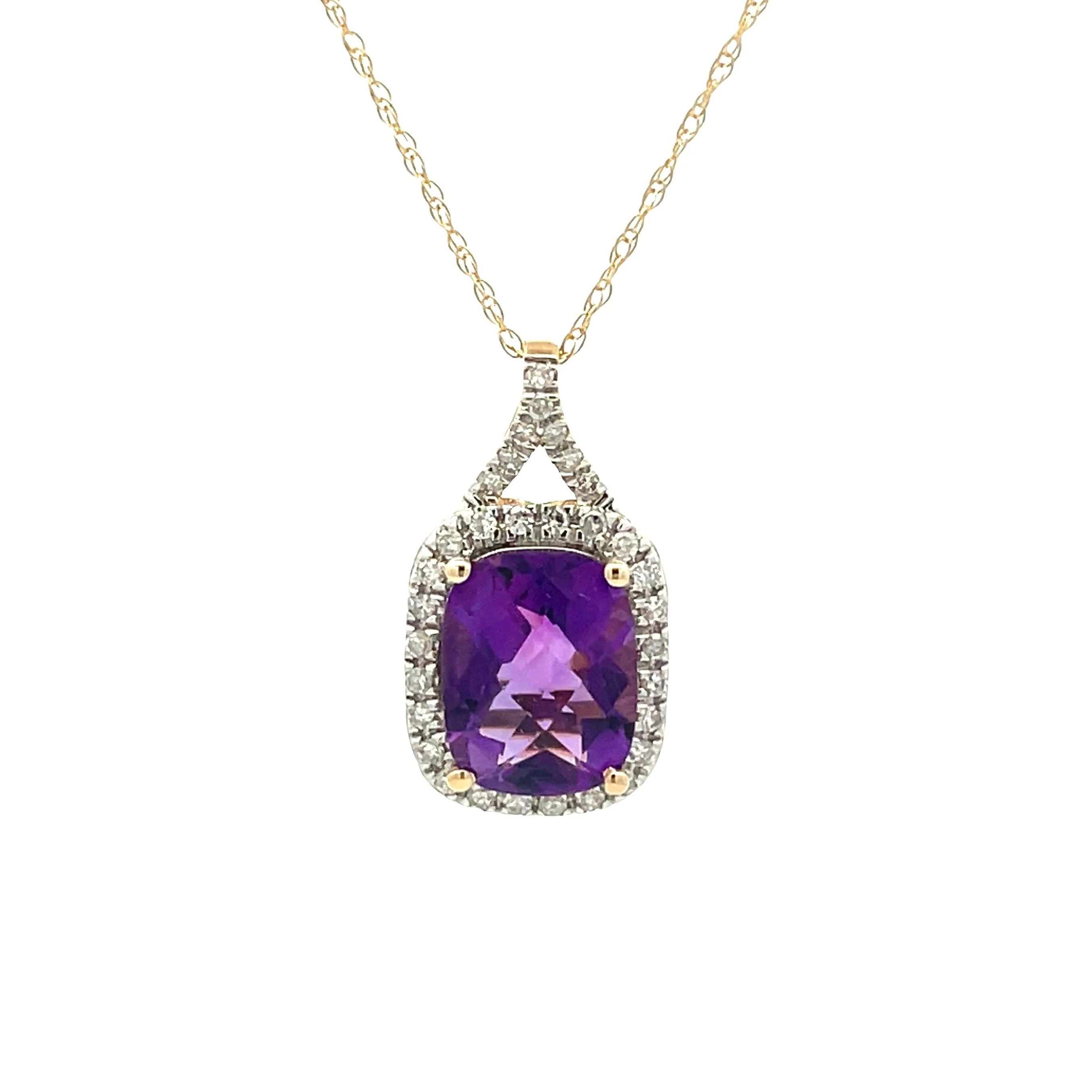 Amethyst Diamond Fashion Pendants 14KT Yellow Gold - Image 4