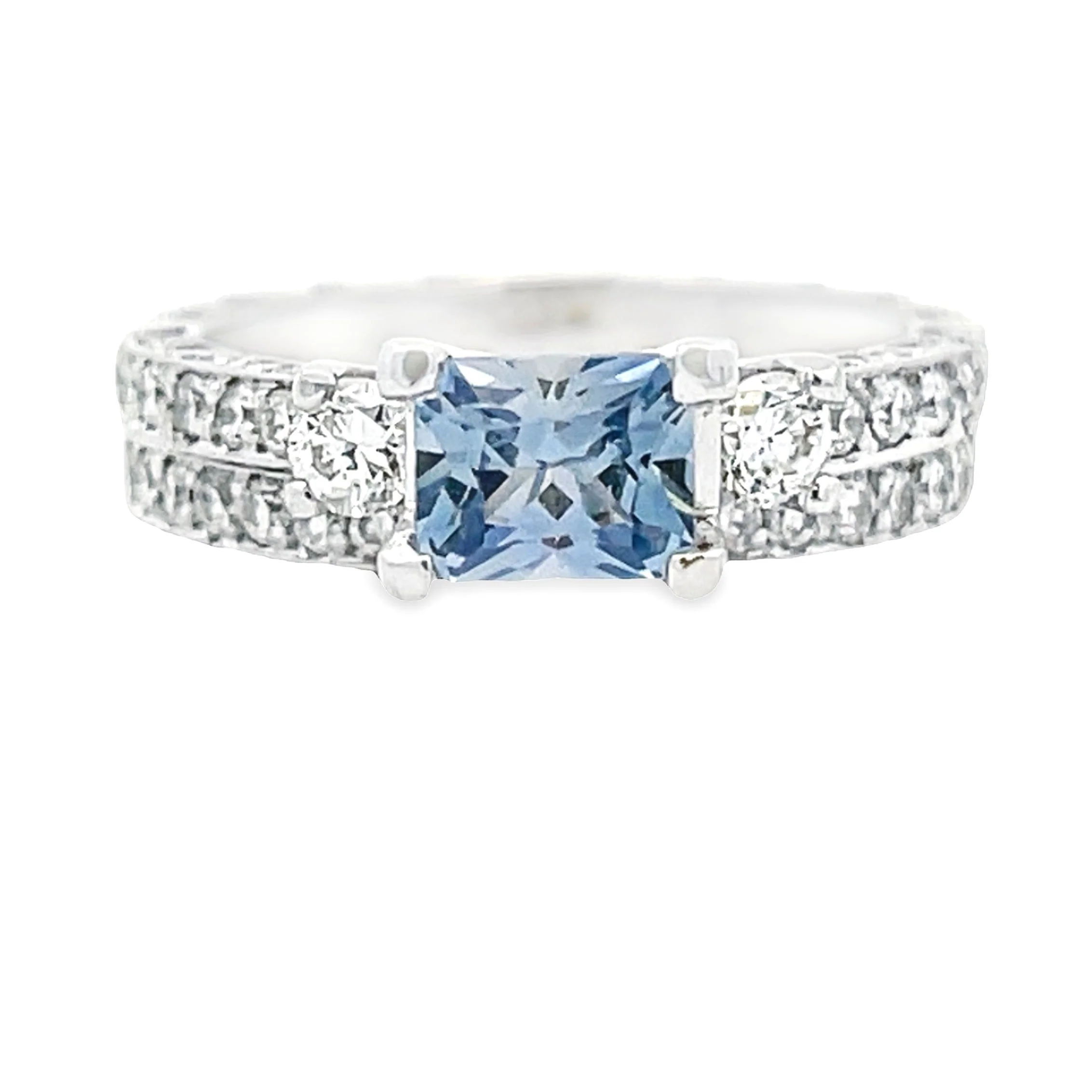 Antique Style Engagement Ring Set 14KT White Gold - Image 3