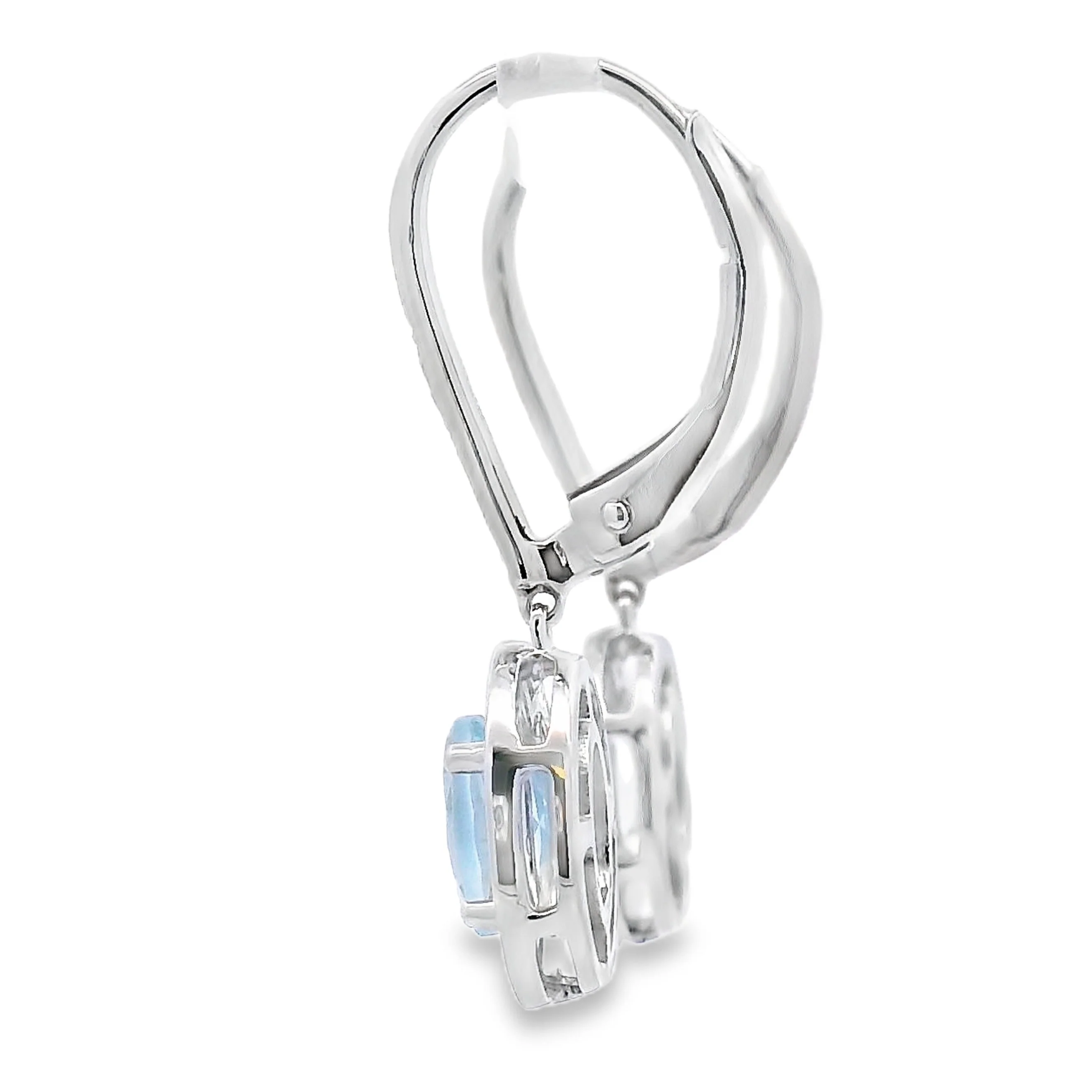 Aquamarine Diamond Dangle Earrings 10KT White Gold - Image 2