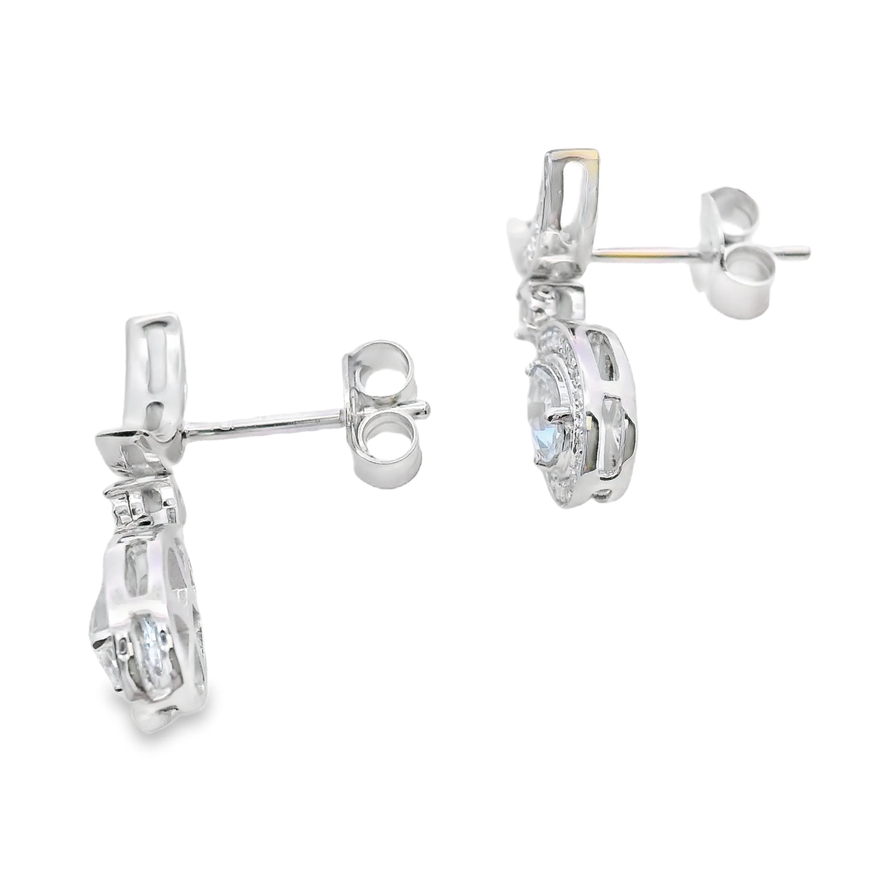 Aquamarine Diamond Dangle Earrings 10KT White Gold - Image 2