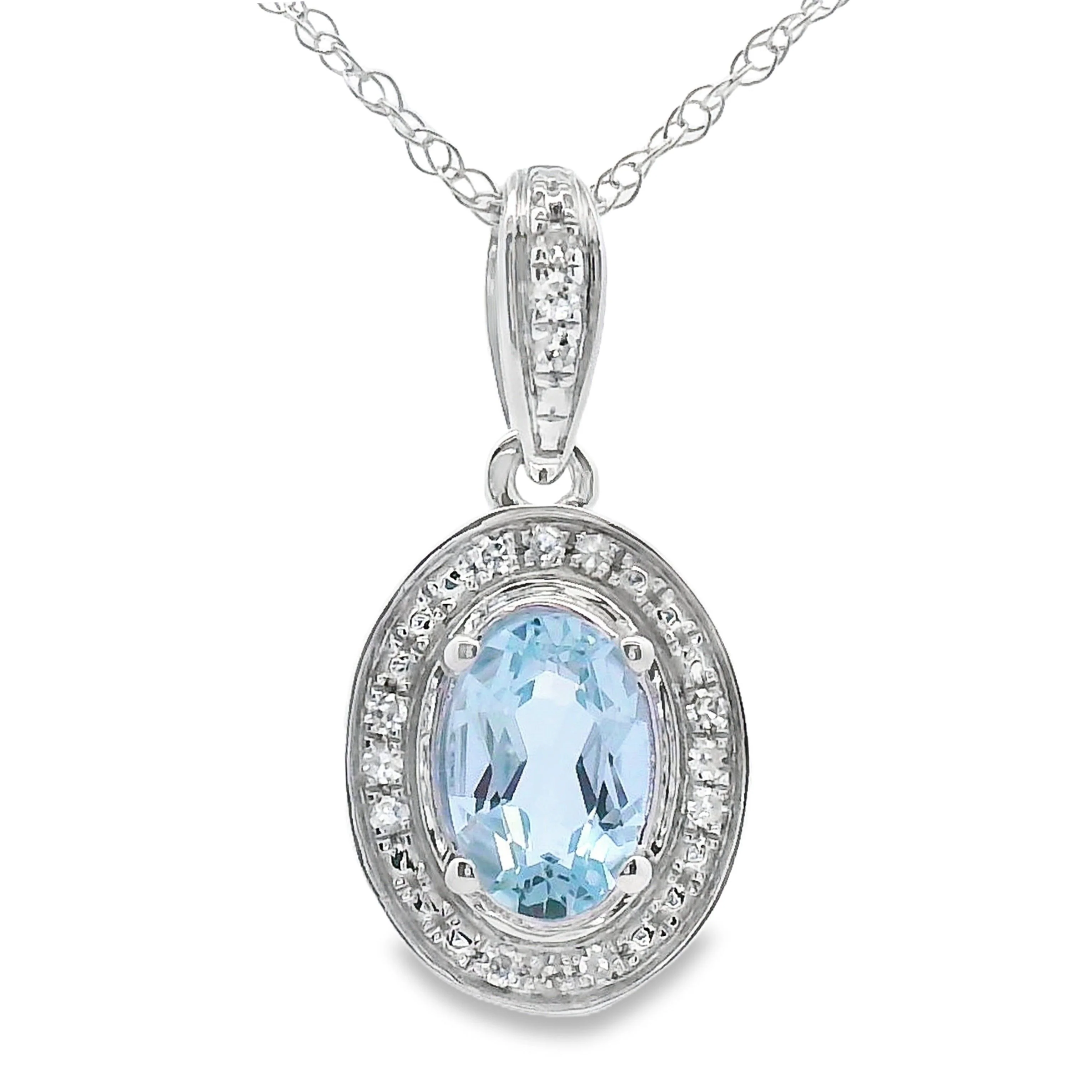 Aquamarine Diamond Fashion Pendants 10KT White Gold