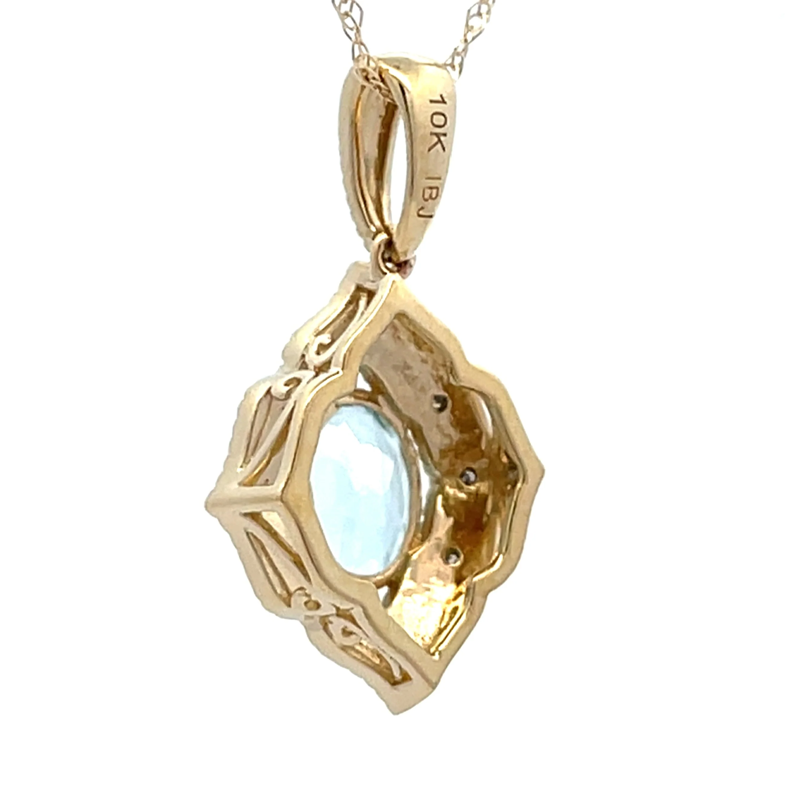 Aquamarine Diamond Fashion Pendants 10KT Yellow Gold - Image 2