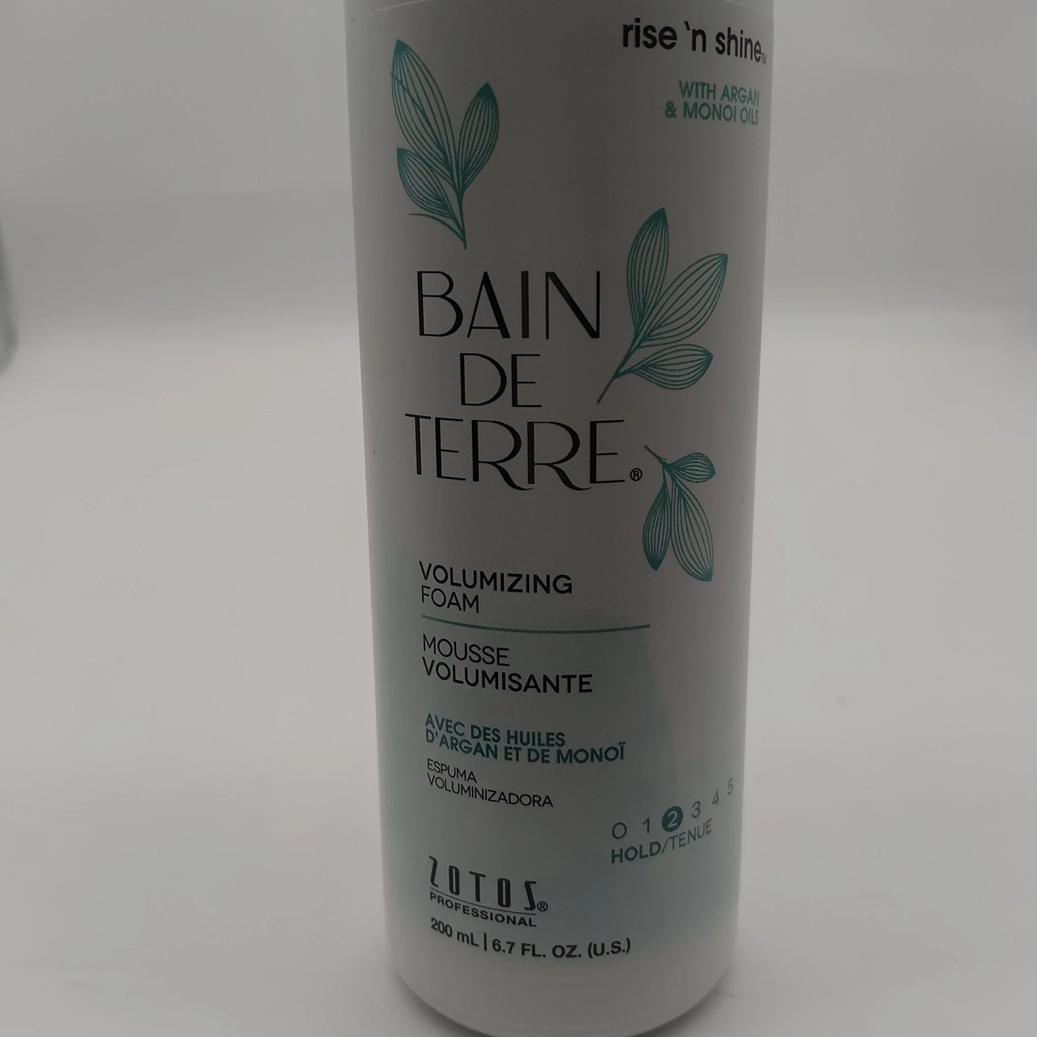 Bain De Terre Rise N ' Shine Volumizing Foam, Lightweight Medium Hold & Volume with Argan & Monoi Oils, Paraben-Free, Color-Safe, Vegan