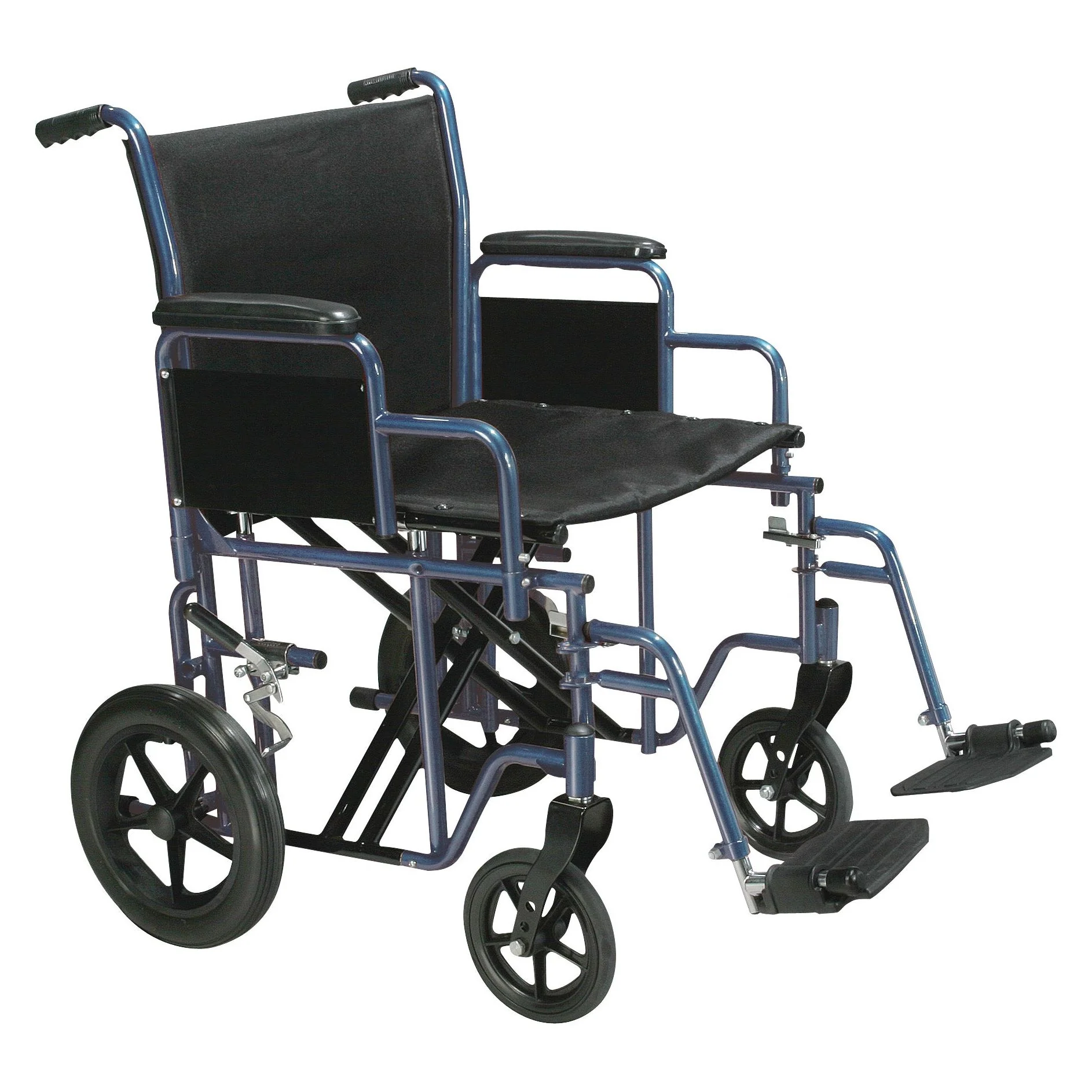 Bariatric Heavy Duty Transport Wheelchair with Swing Away Footrest, 20" Seat, Blue