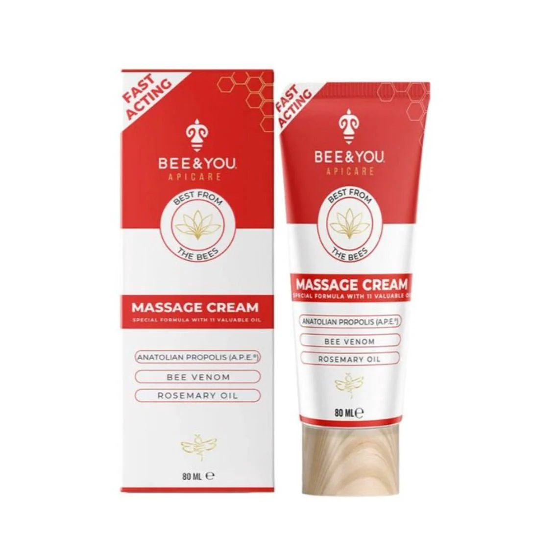 Bee and You Massage Cream – Propolis, Bee Venom & 11 Herbal Oils – Soothing Body & Foot Massage – Spa-Like Relaxation – Clean Formula - 2.7 Fl Oz