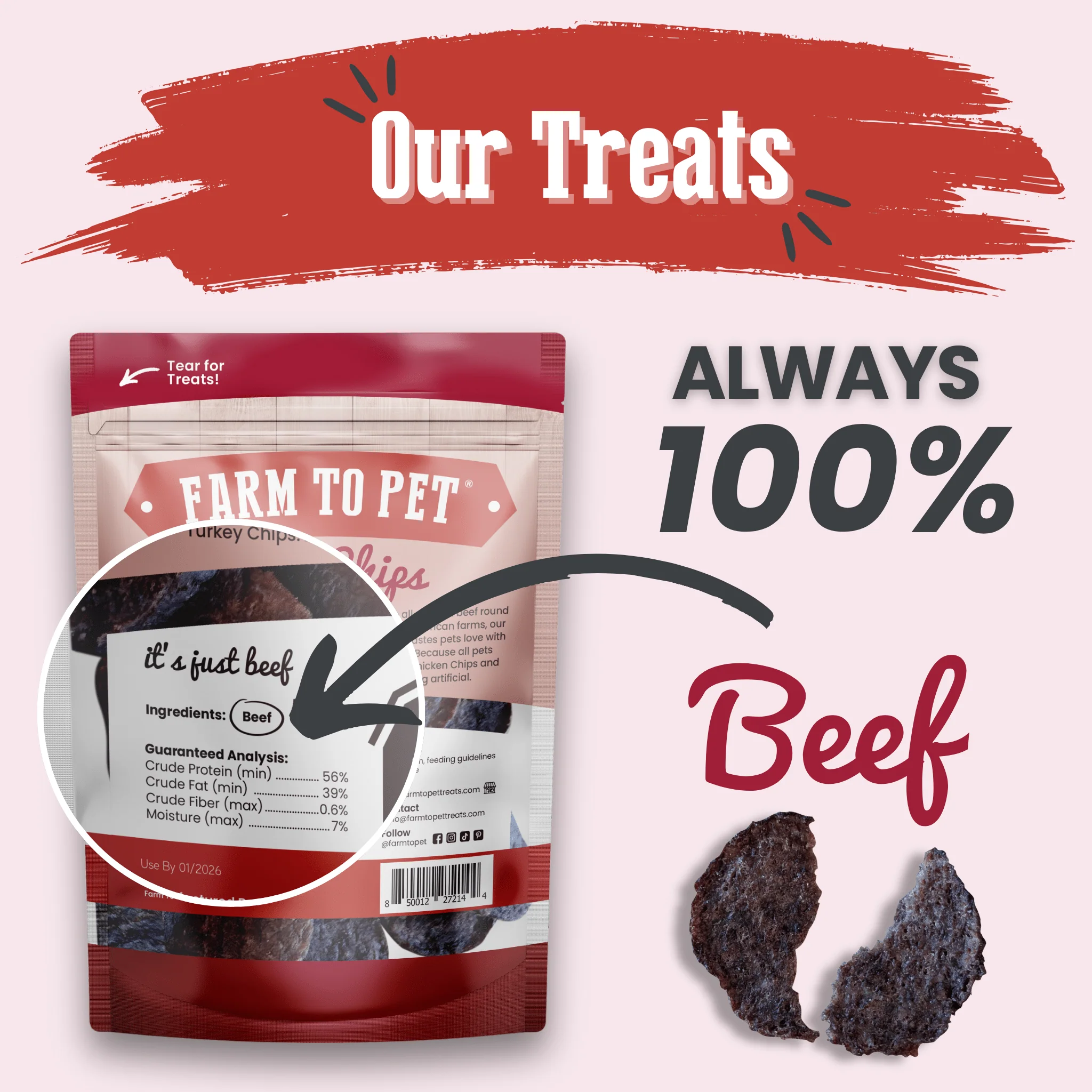 Beef Chips Dog Treats | Single-Ingredient Healthy Treats for Dogs - Image 2