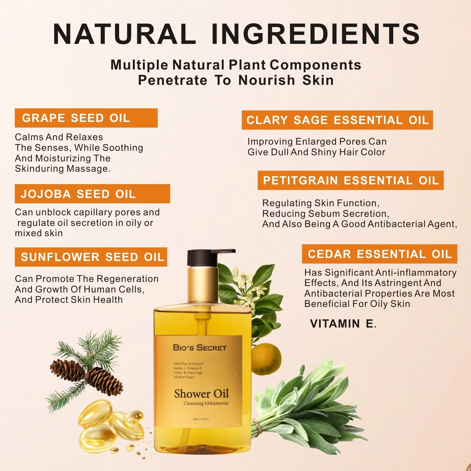 Bio's Secret Cedarwood & Jojoba Oil Shower Oil - Image 3