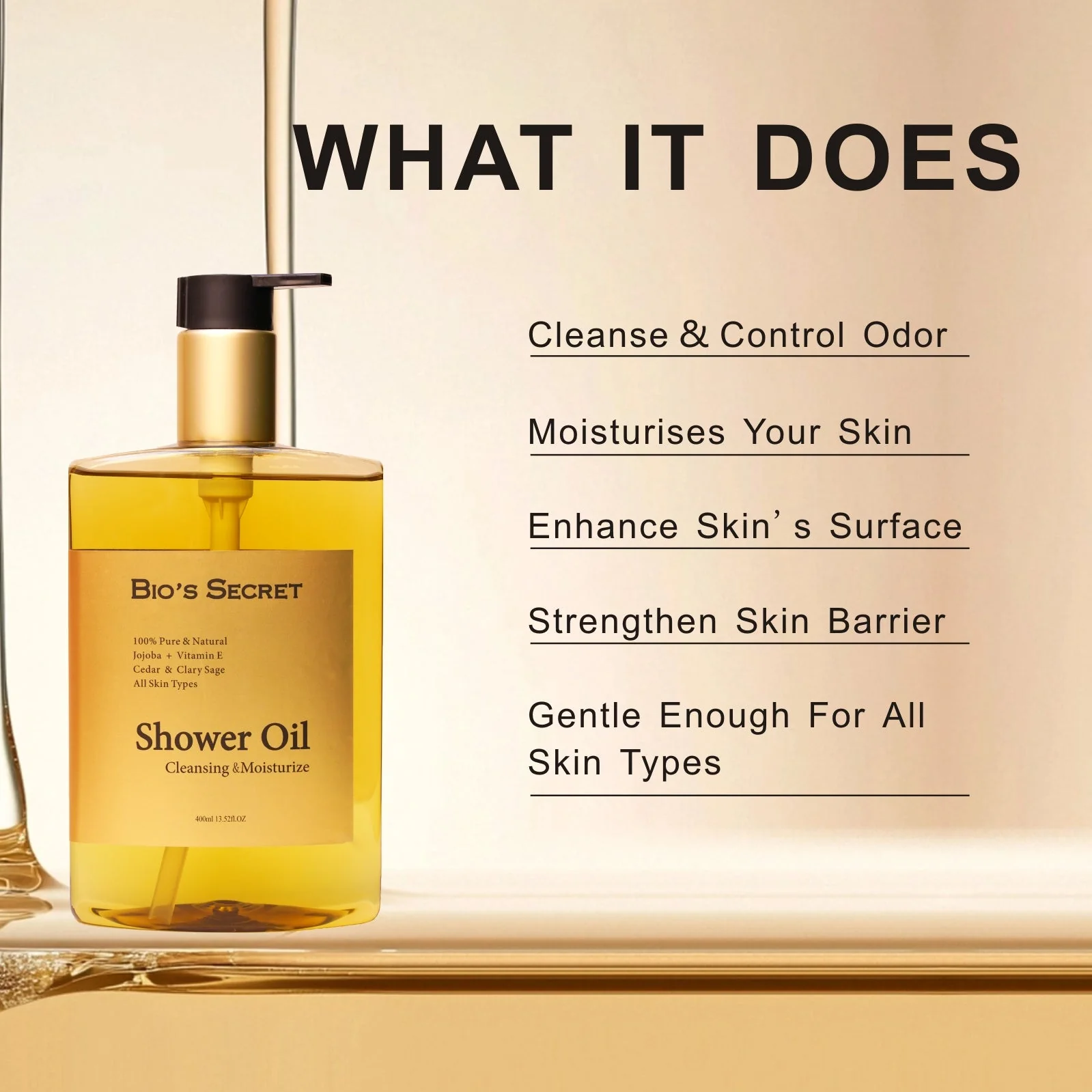 Bio's Secret Cedarwood & Jojoba Oil Shower Oil - Image 4