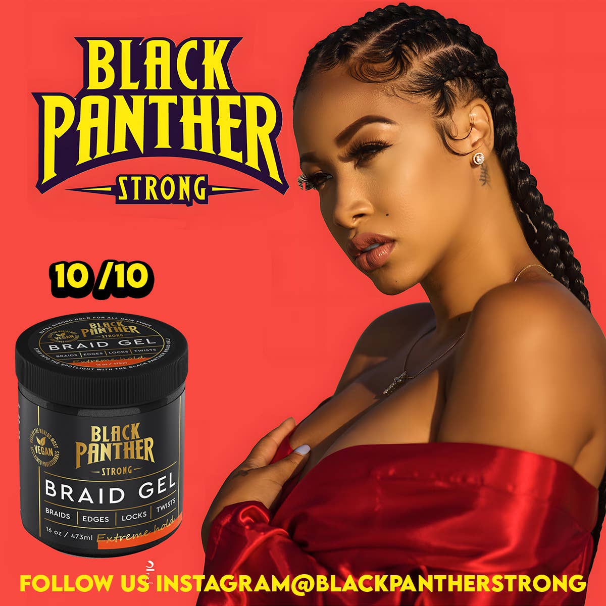 Black Panther Strong Extreme Hold Braid Gel, 16 oz - Image 3