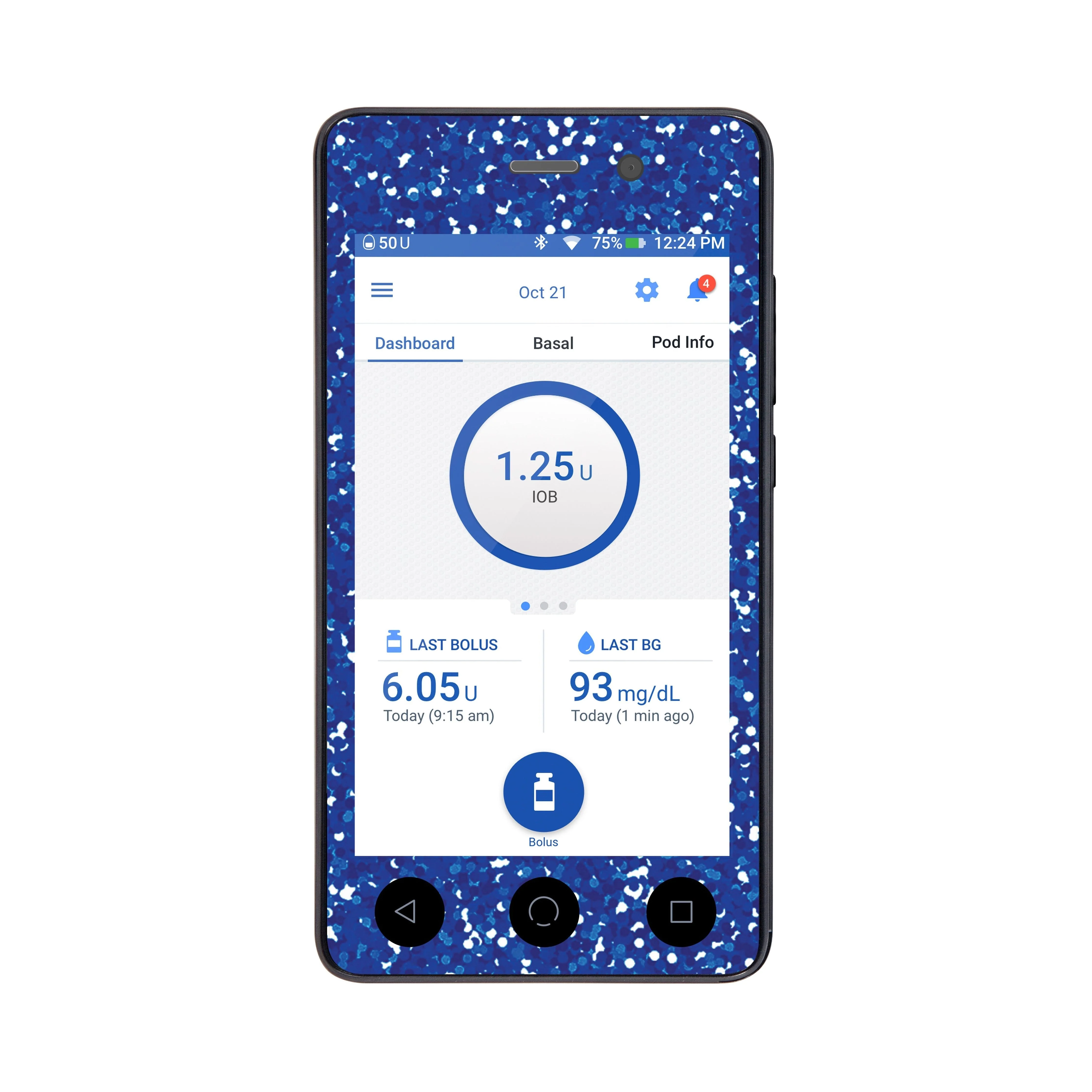 Blue Confetti Sticker for Omnipod DASH® PDM – Pump Peelz - Image 3