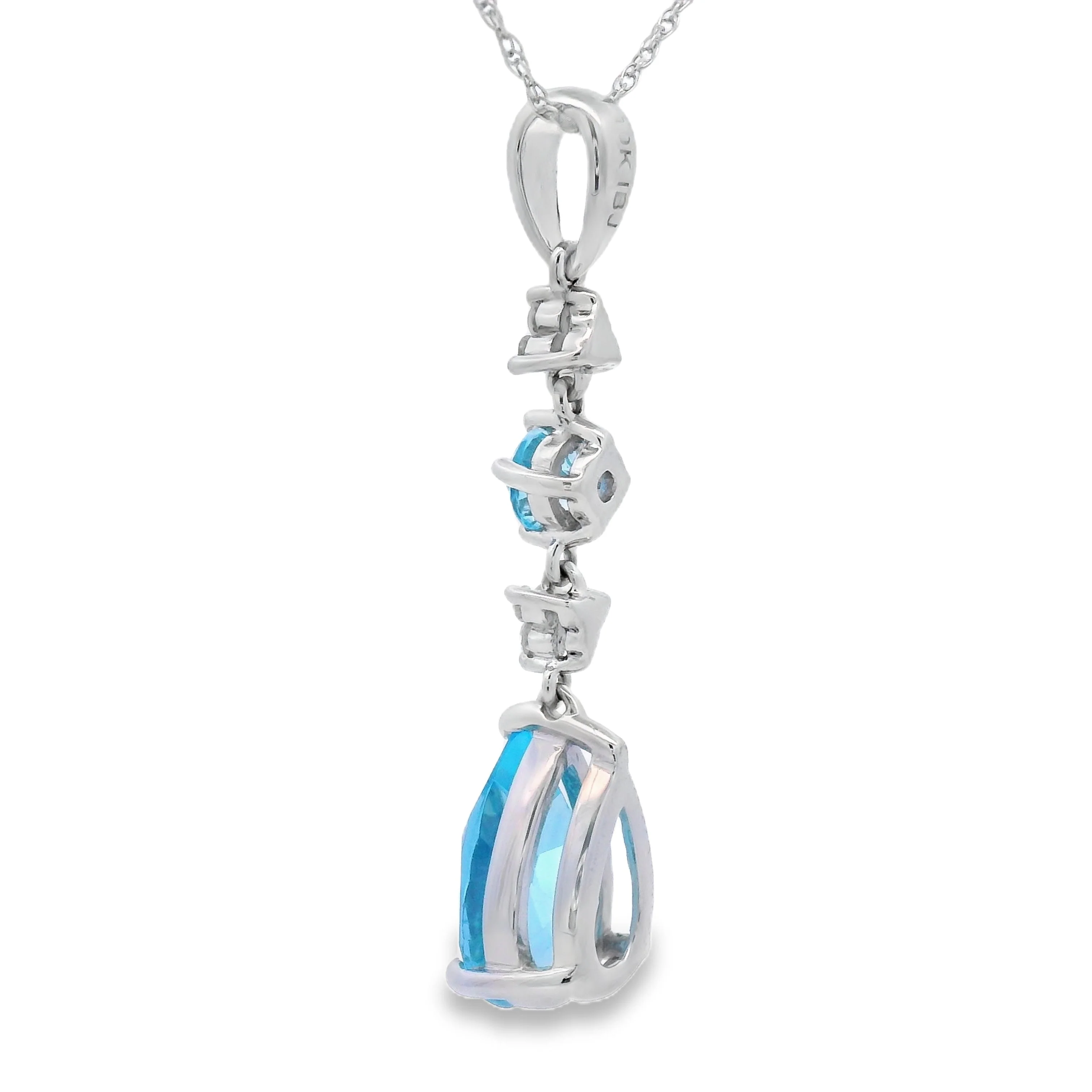 Blue Topaz Diamond Fashion Pendants 10KT White Gold - Image 2