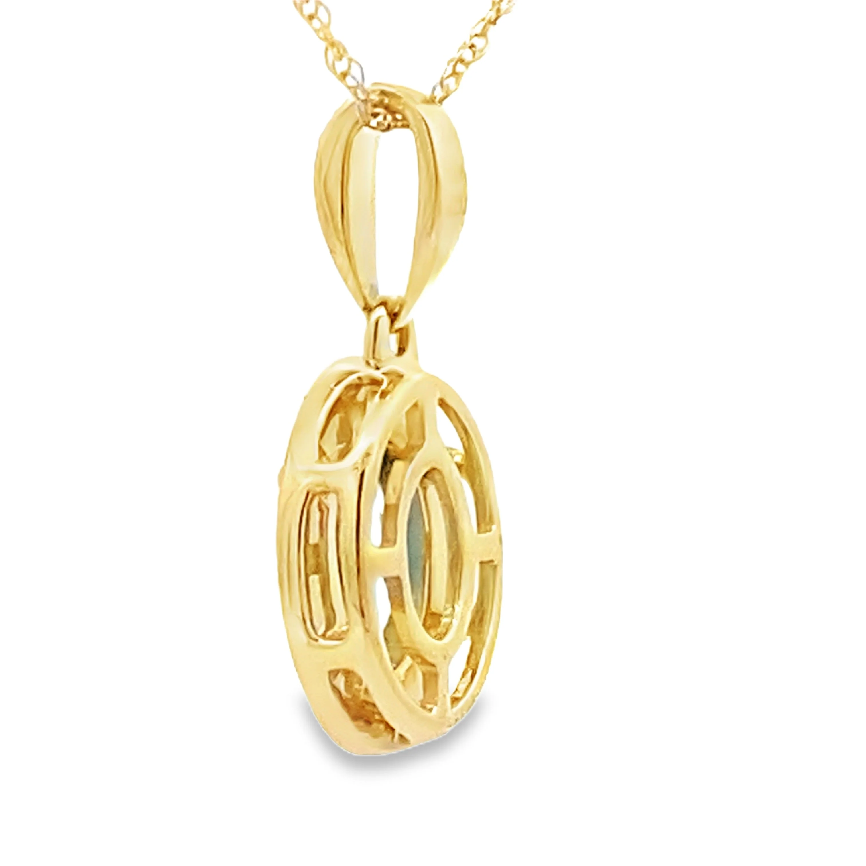 Blue Topaz Diamond Fashion Pendants 10KT Yellow Gold - Image 2