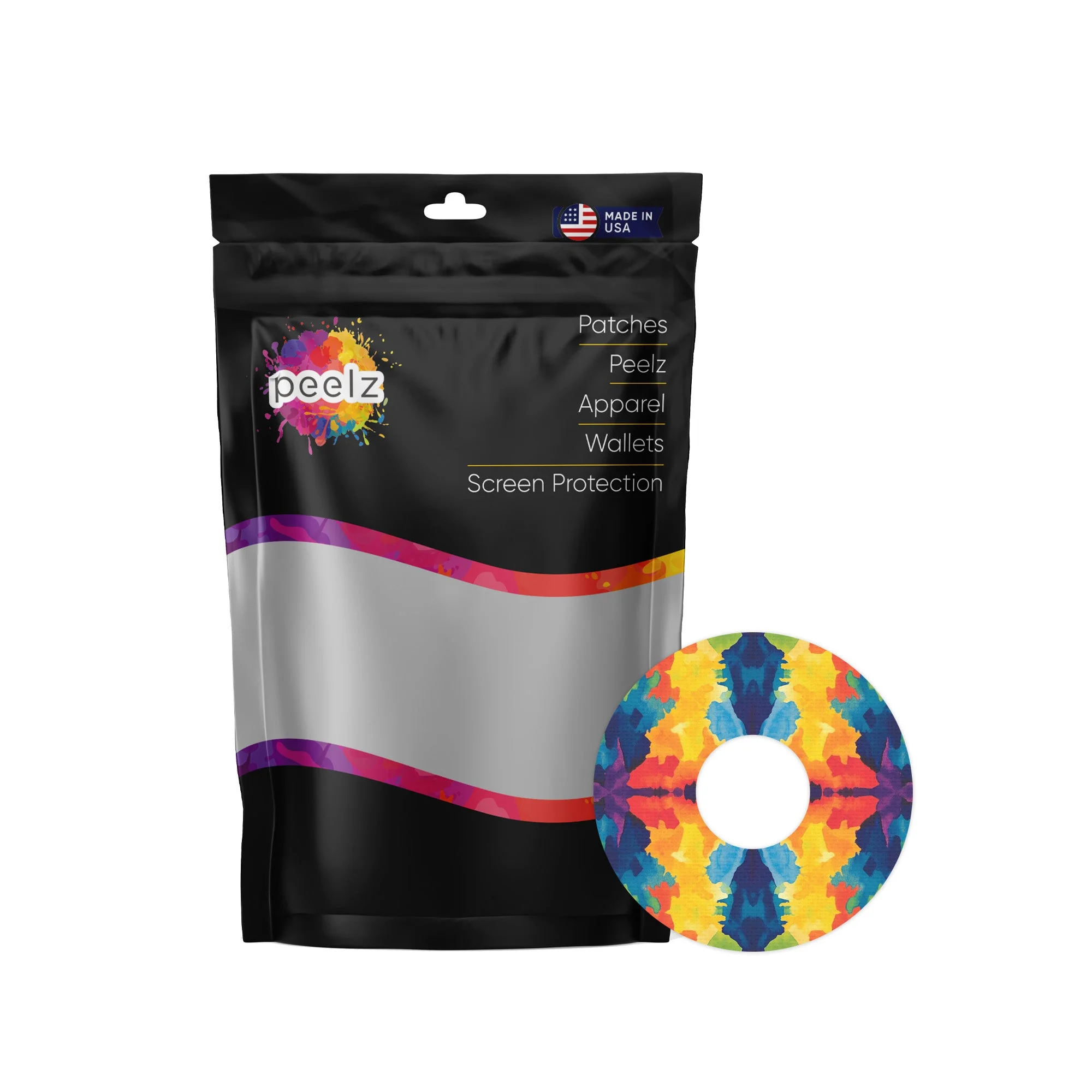 Bright Tie Dye FreeStyle Libre 3 Plus & Lingo  Patch Tape - Pump Peelz - Image 3