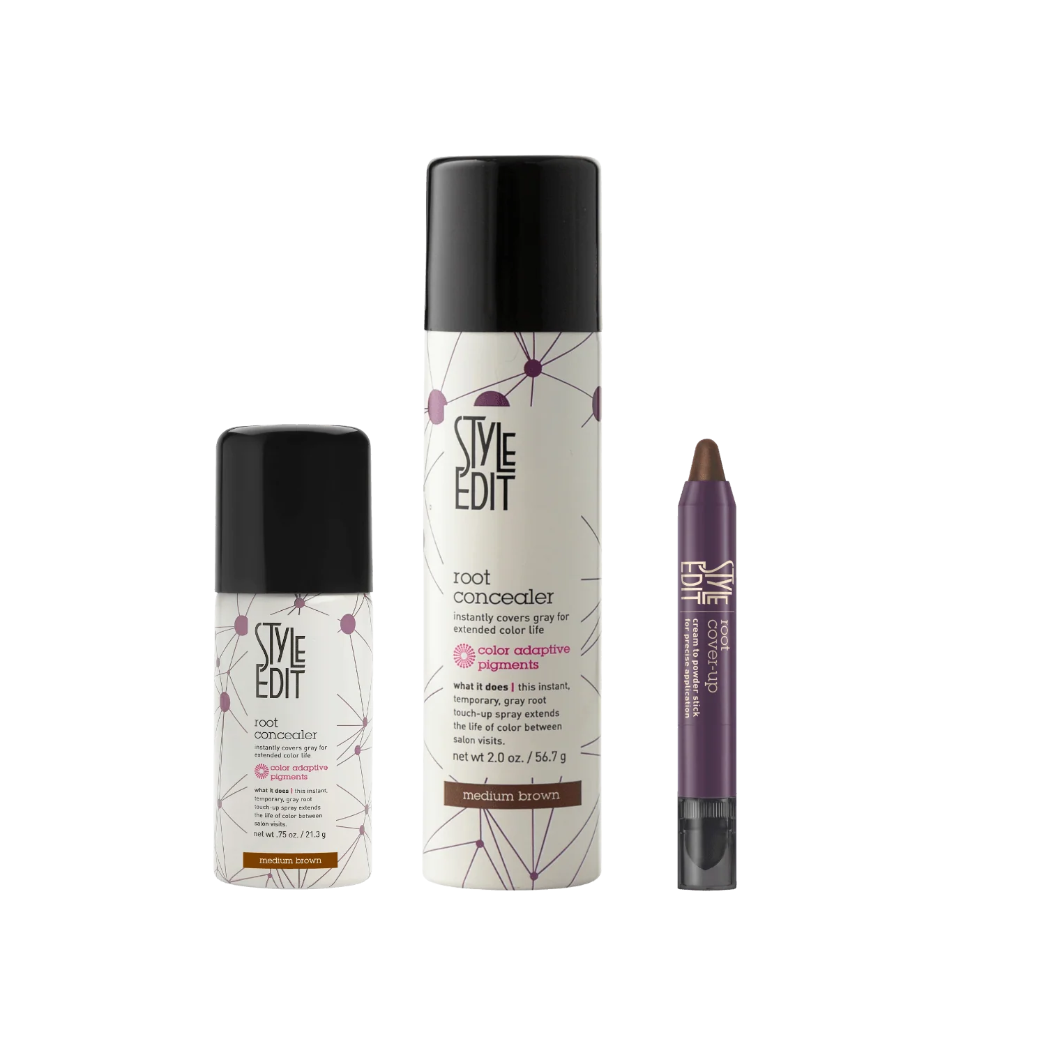 Root Concealer Spray and Stick Trio (Full & Travel Size Spray)