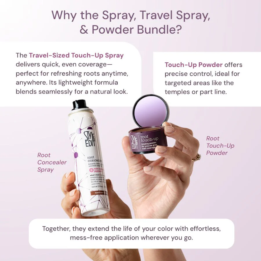 Root Concealer Spray and Powder Trio (Full & Travel Size Spray) - Image 3