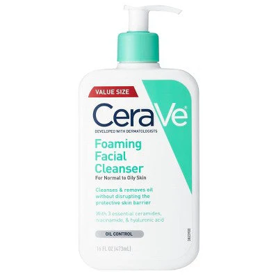 CeraVe Foaming Face Wash with Hyaluronic Acid and Niacinamide for Oily Skin 16 fl oz - Imperfect Container