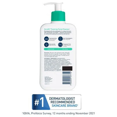 CeraVe Foaming Face Wash with Hyaluronic Acid and Niacinamide for Oily Skin 16 fl oz - Imperfect Container - Image 10