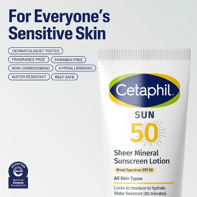 Cetaphil Sheer Mineral Face; Body SPF 50 3 fl oz - Imperfect Container - Image 7