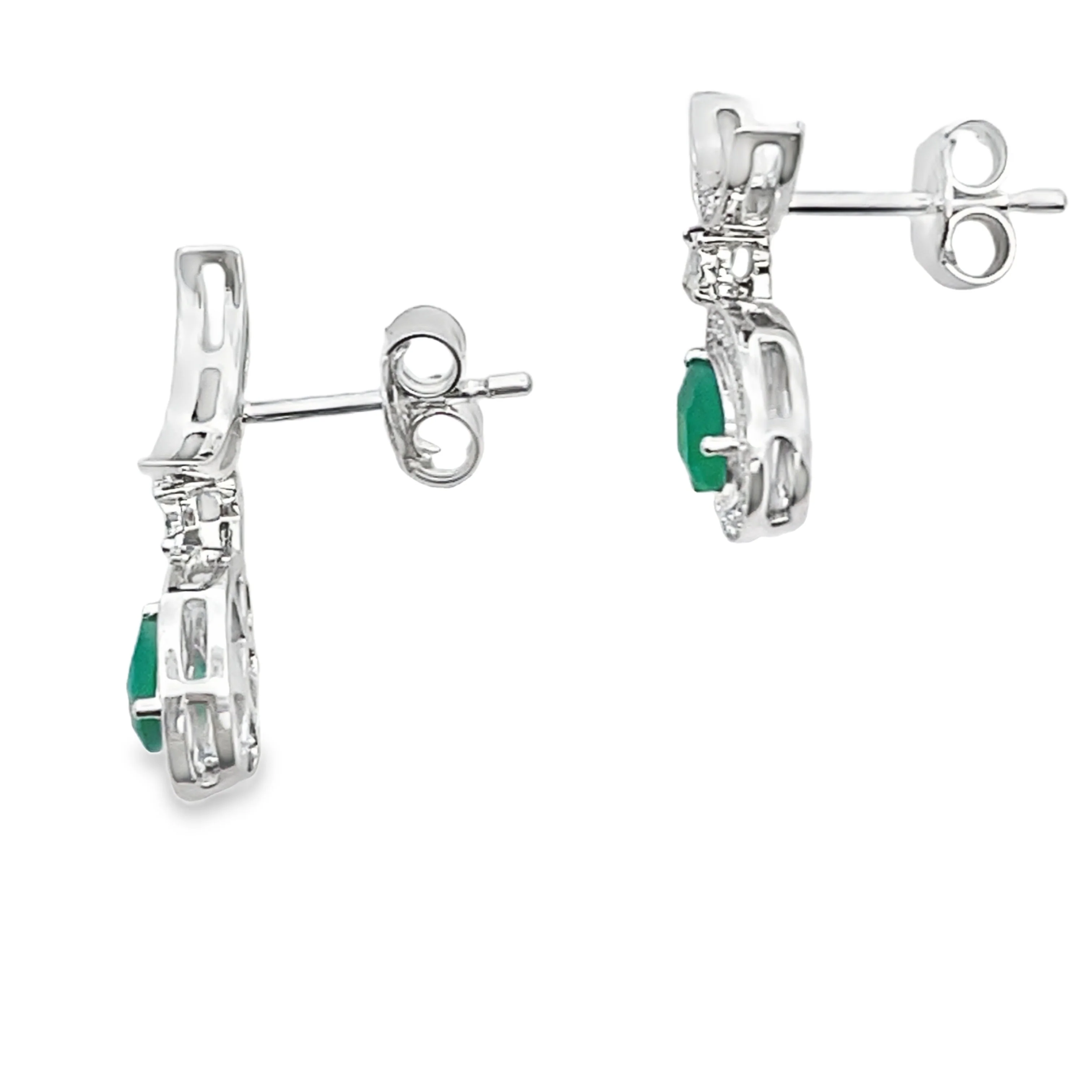 Chalcedony Diamond Dangle Earrings 10KT White Gold - Image 2