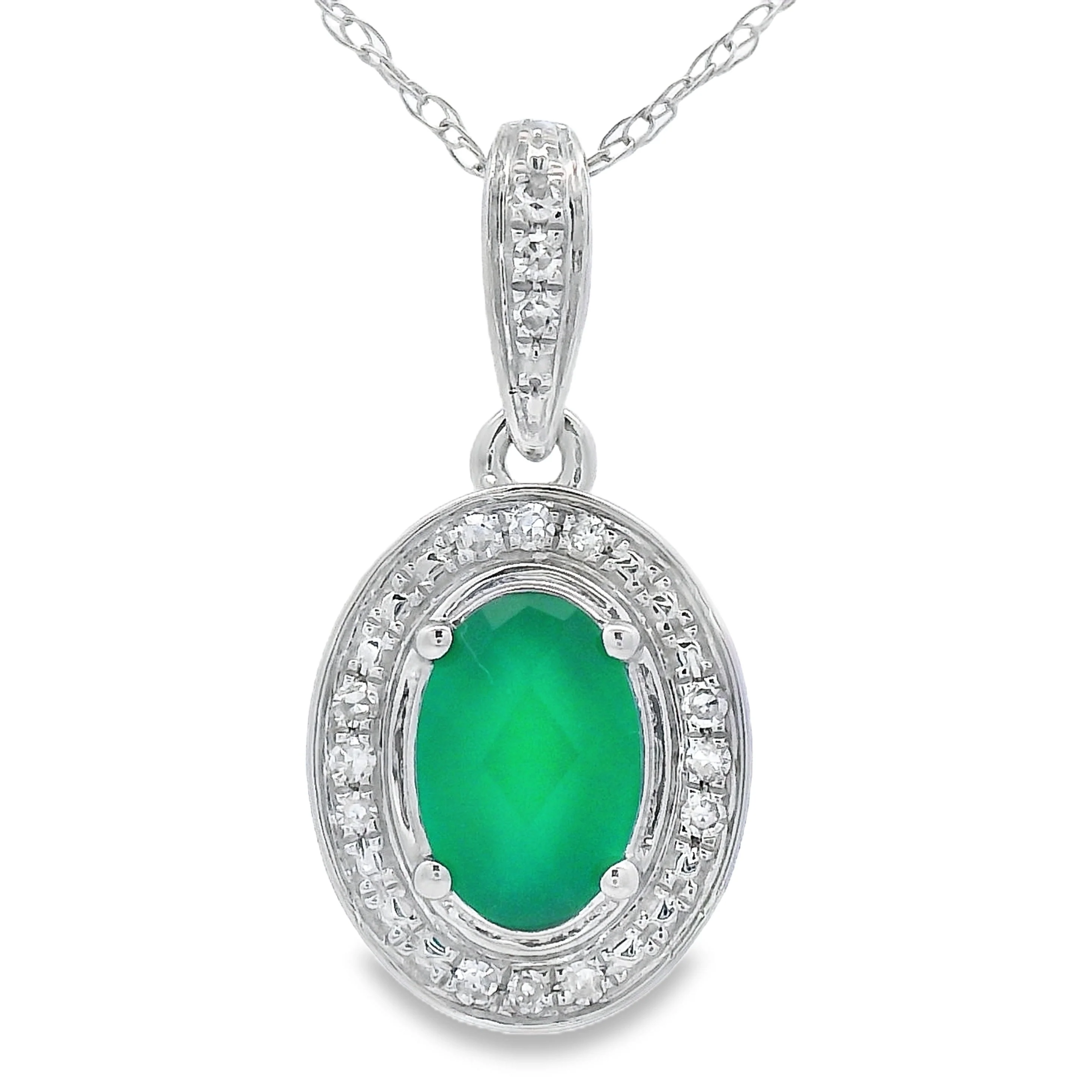 Chalcedony Diamond Fashion Pendants 10KT White Gold