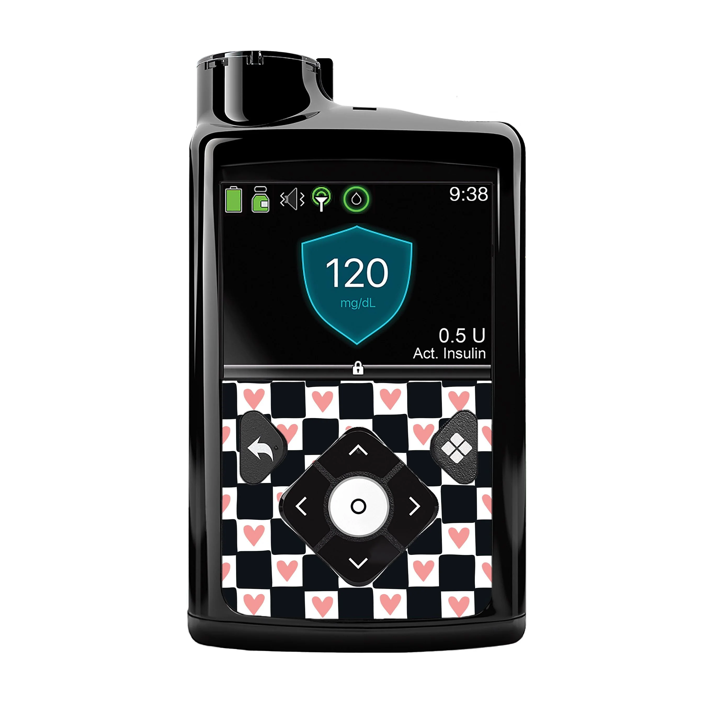 Checkered Hearts Sticker for Medtronic MiniMed 770G & 780G - Image 2