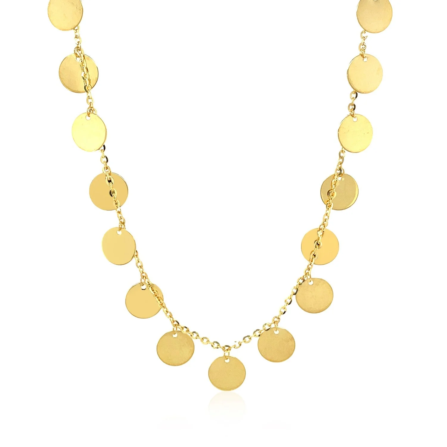 Choker Necklace with Polished Discs in 14k Yellow Gold - Image 7