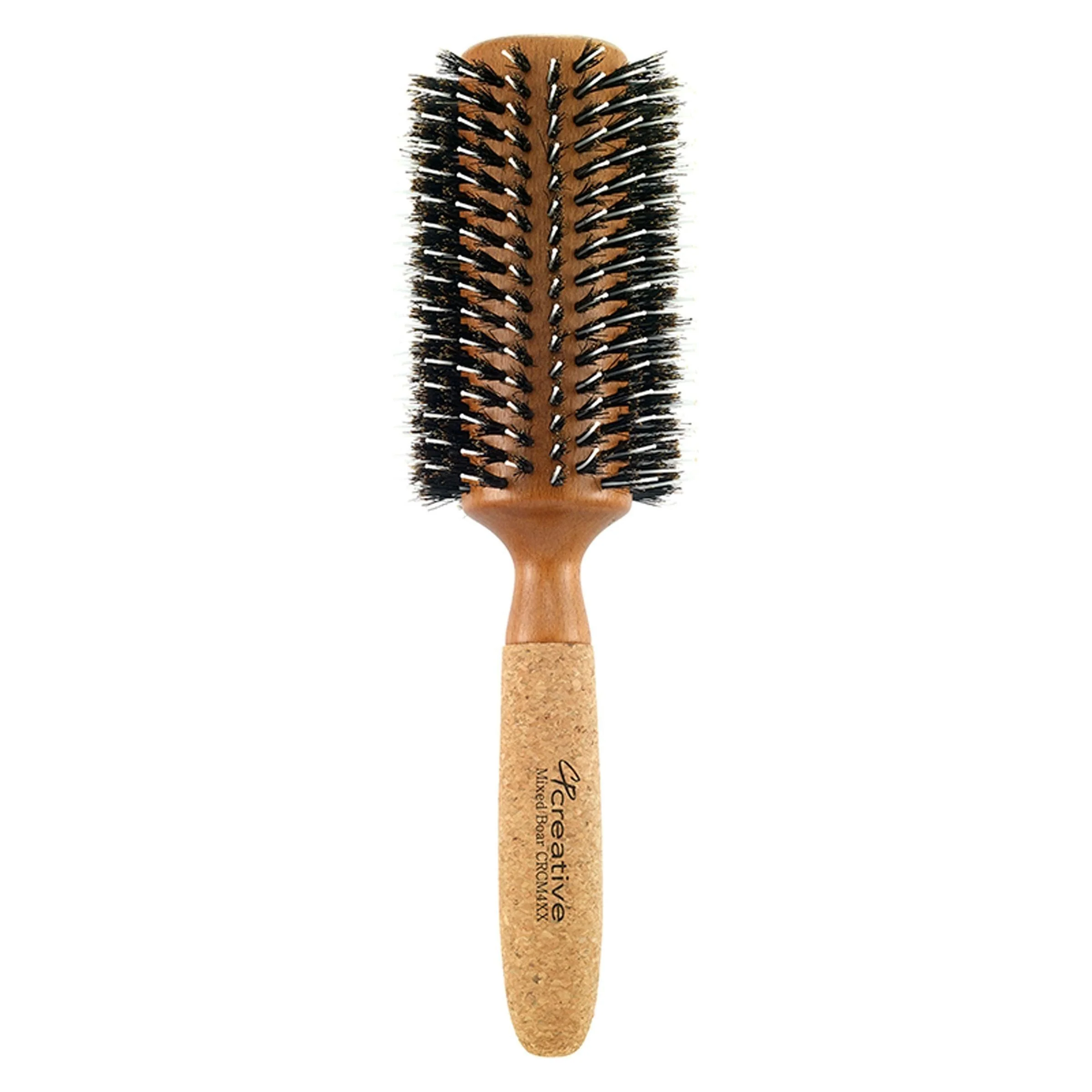 Eco-Friendly Birchwood and Cork Mixed Boar Bristle Round Hair Brush - Image 4