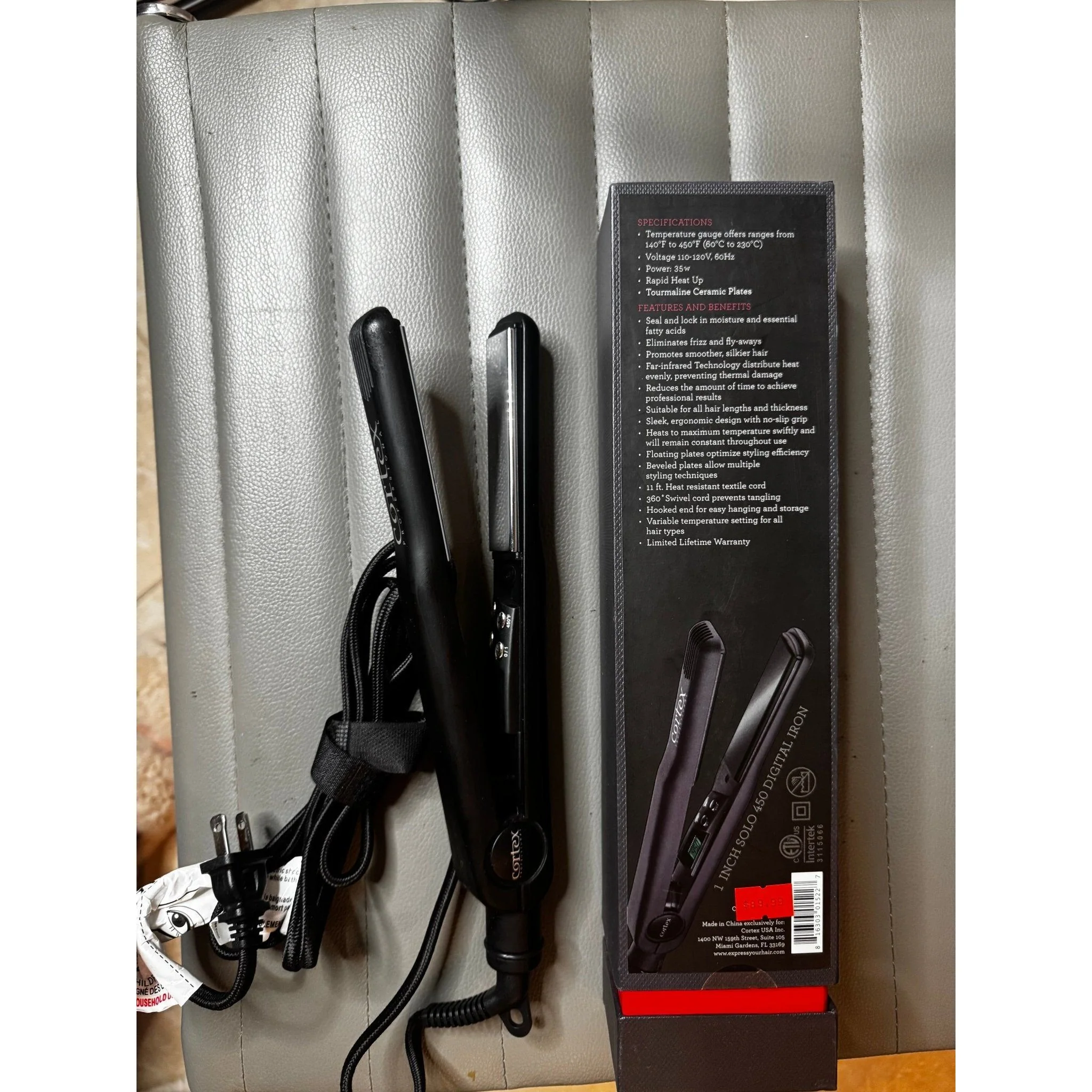 Cortex Solo Digital Analog Ceramic Flat Iron, Black, 1 Inch, 24 Ounce - Image 5
