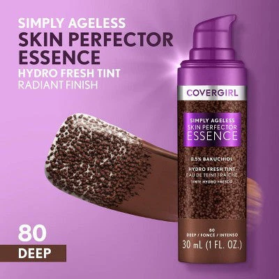 COVERGIRL Simply Ageless Skin Perfector Essence Vegan Foundation 80 Deep 1 fl oz - Imperfect Container - Image 6