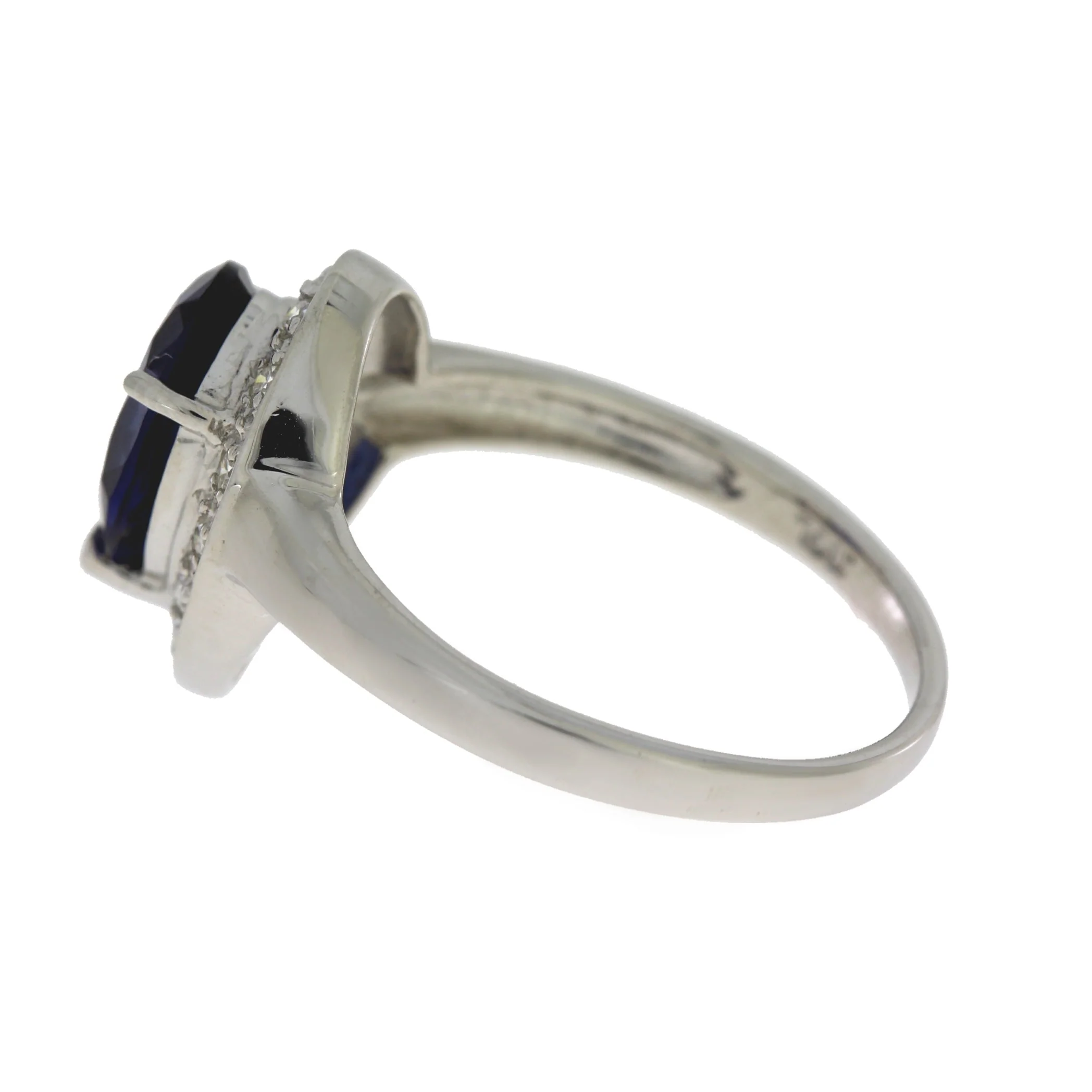 Created Sapphire Moissanite Ring Sterling Silver - Image 5