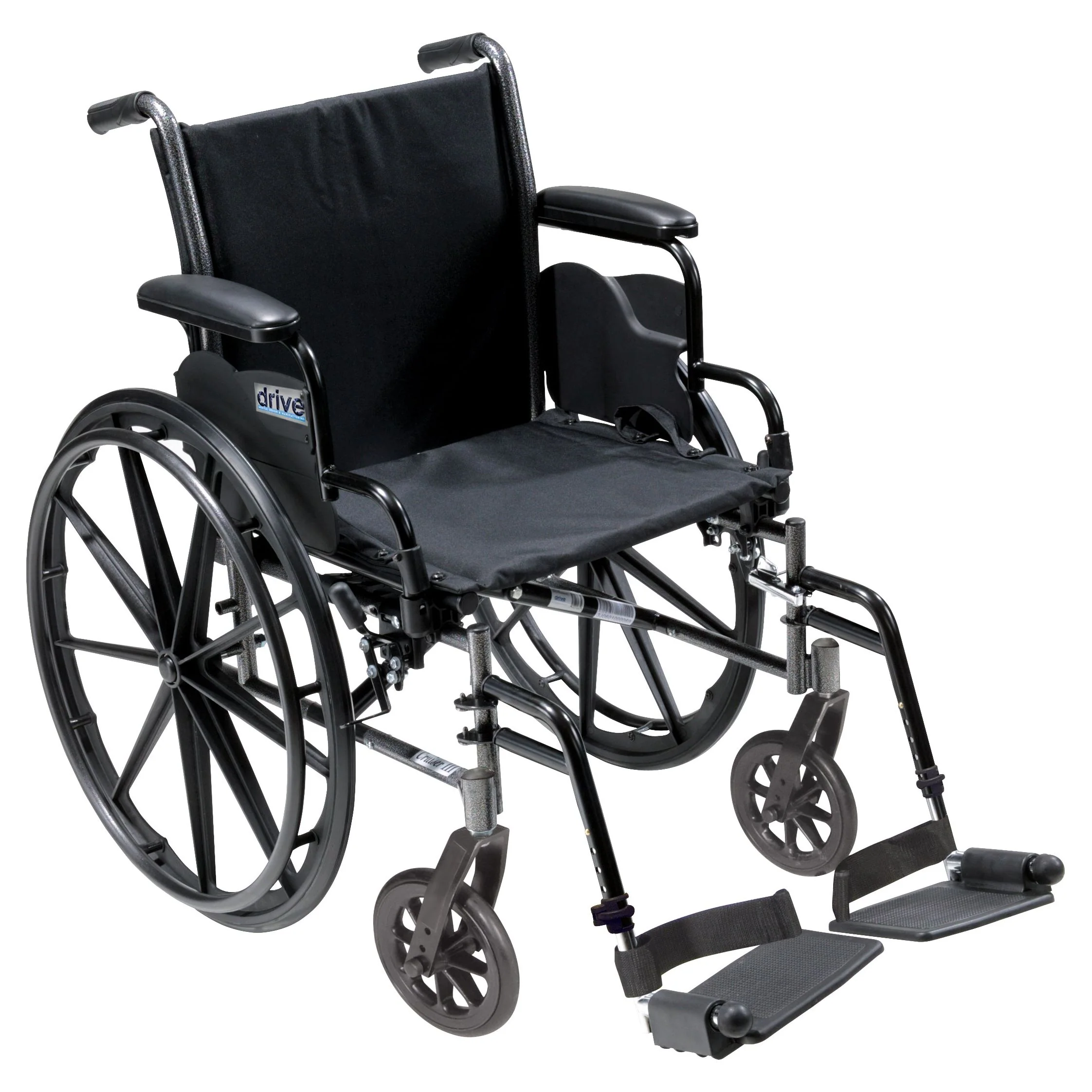 Cruiser III Light Weight Wheelchair with Flip Back Removable Arms, Desk Arms, Swing away Footrests, 20" Seat