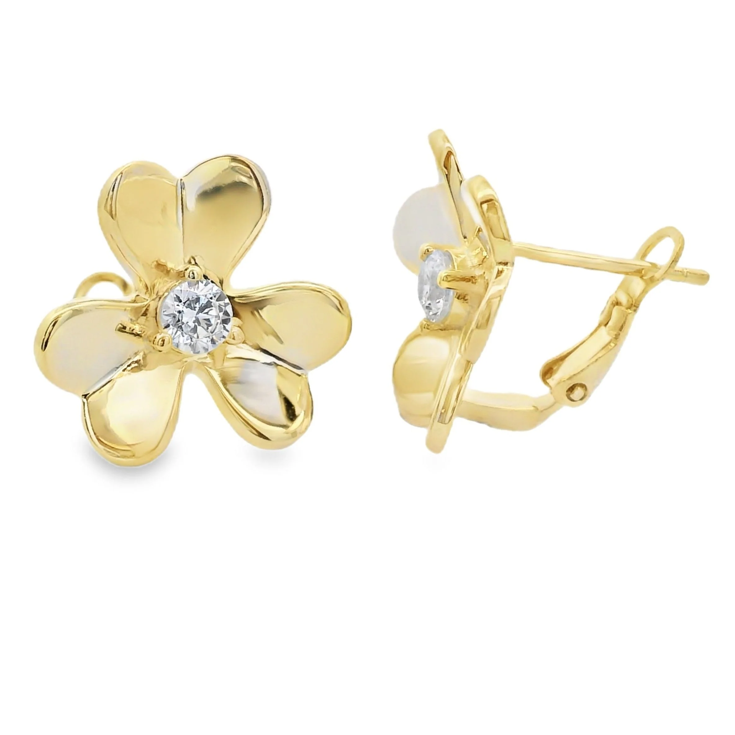 Cubic Zirconia Flower Earrings Sterling Silver - Image 2