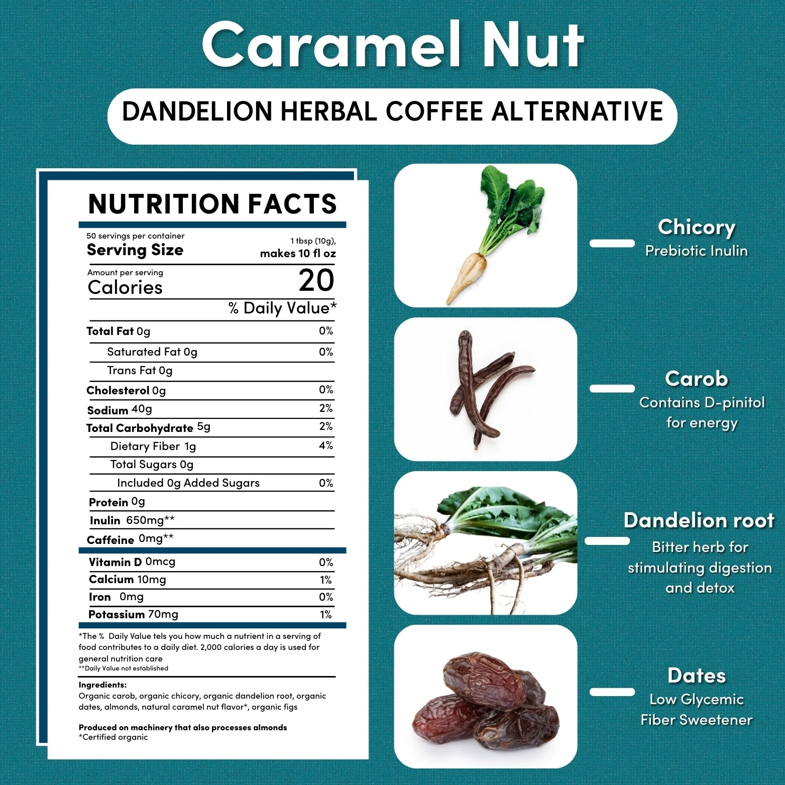 Dandelion Caramel Nut Chicory Herbal Coffee - Image 7