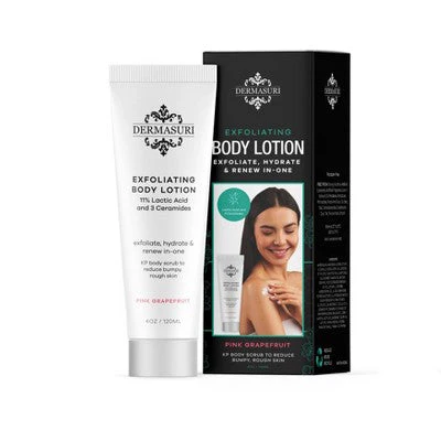 Dermasuri Exfoliating Body Lotion Pink Grapefruit 4oz - New