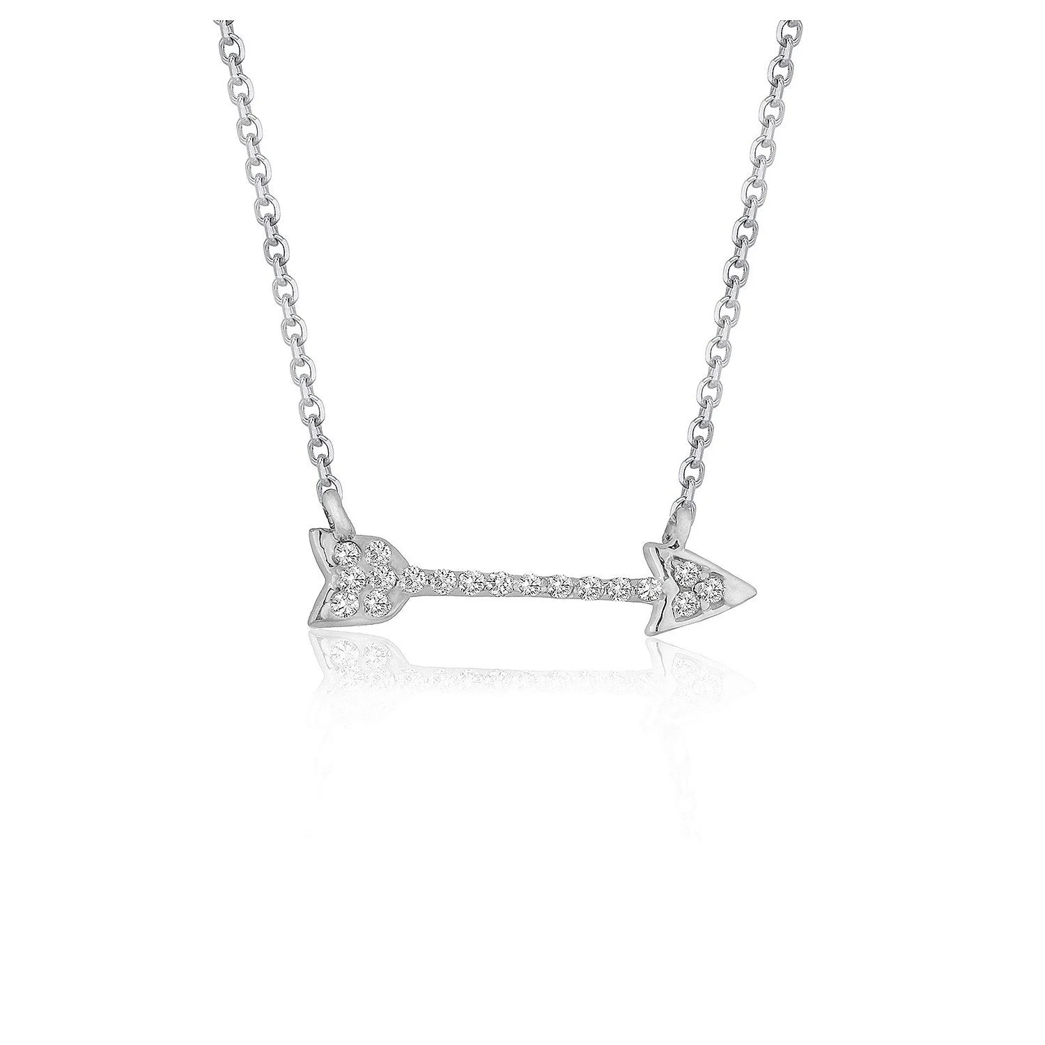 Diamond Arrow Style Pendant in 14k White Gold (1/10 cttw) - Image 4