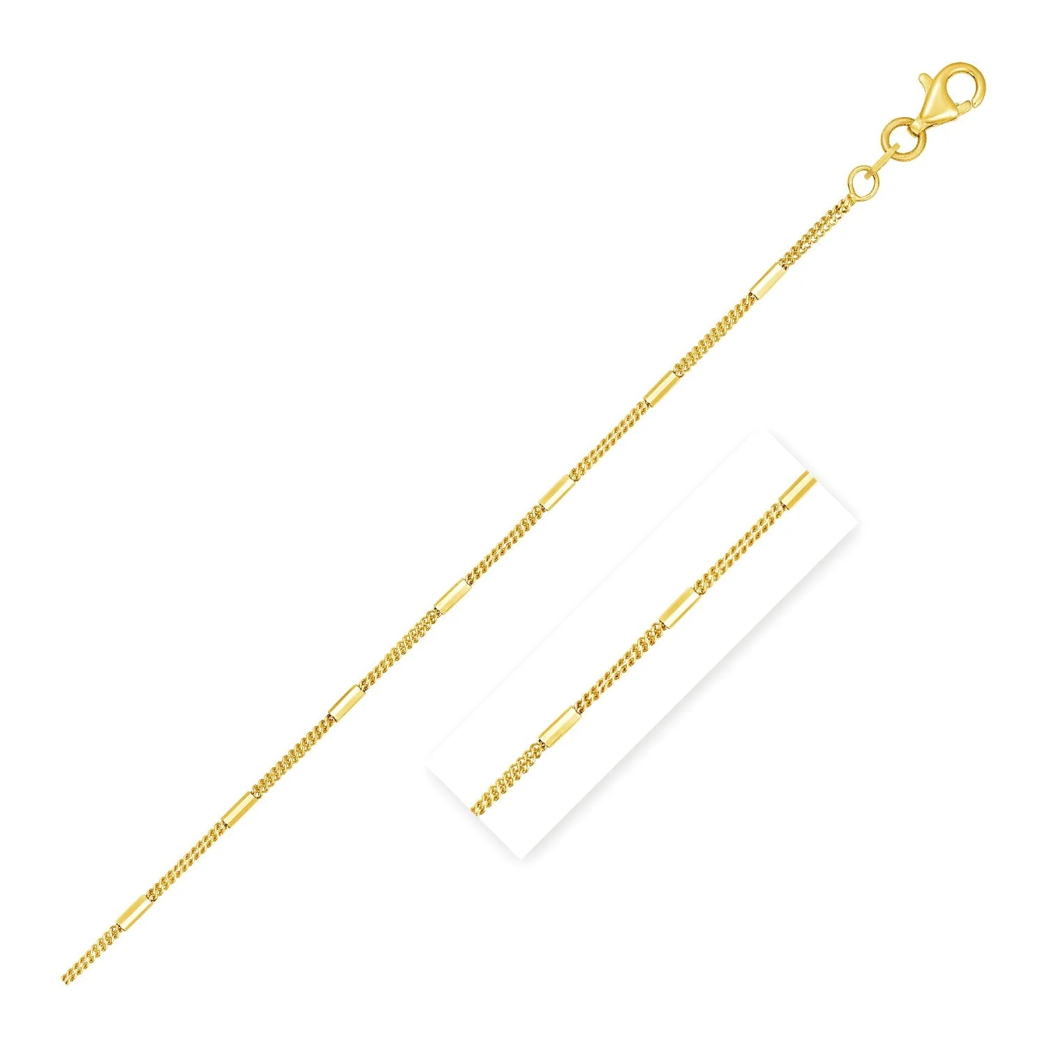 Diamond Cut Bar Links Pendant Chain in 14k Yellow Gold (1.3mm) - Image 5