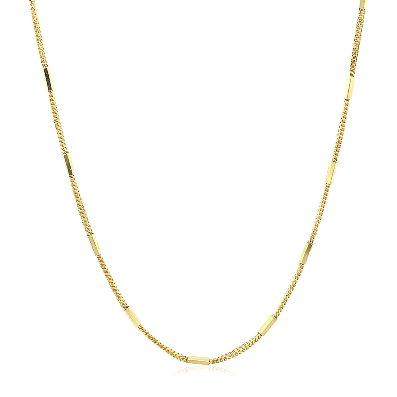 Diamond Cut Bar Links Pendant Chain in 14k Yellow Gold (1.3mm) - Image 7